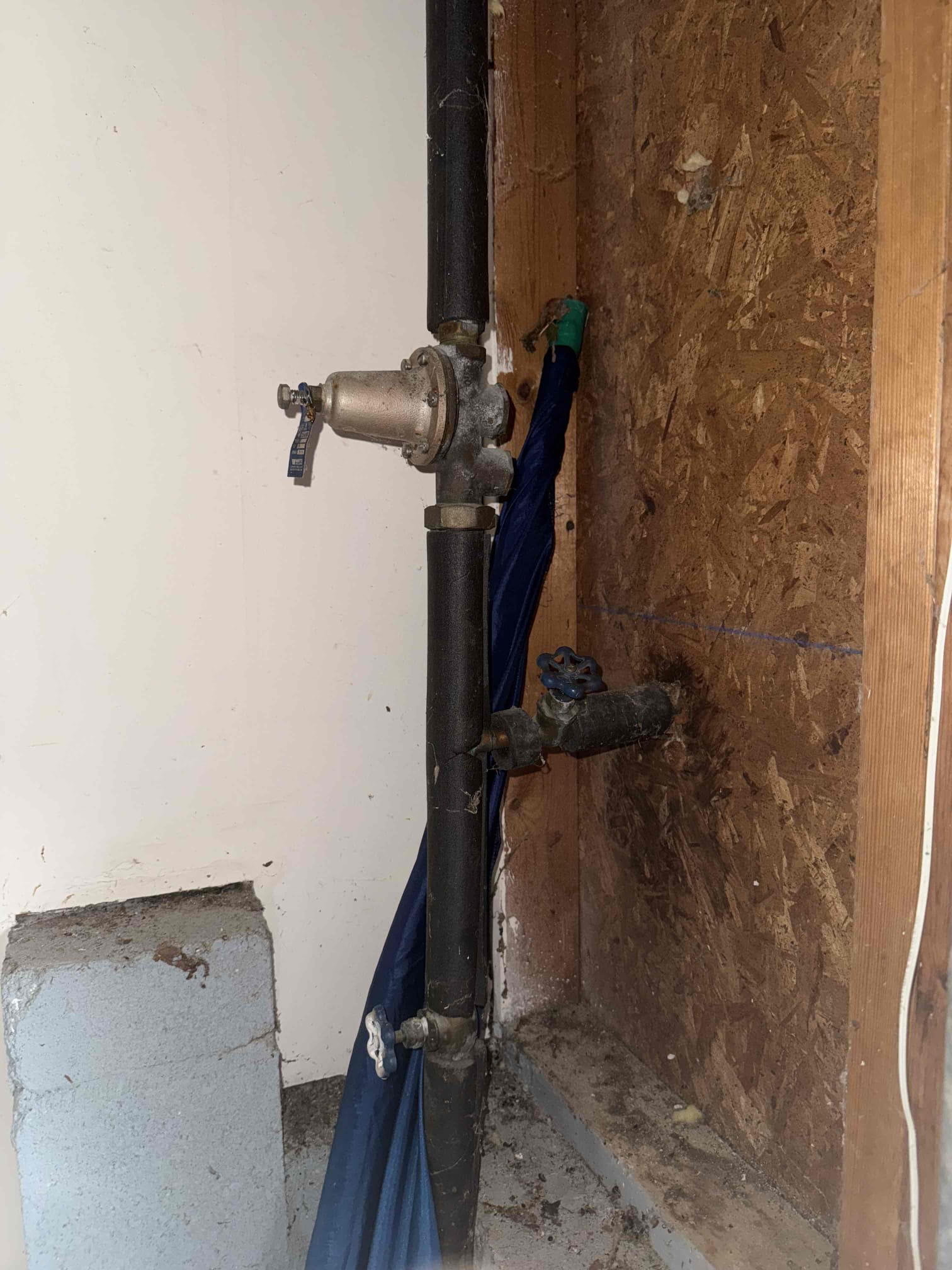 Property management states that the tenant is having trouble with the toilet located below the first floor that it keeps leaking and won’t stop from the base. Upon arrival tenant greeted me and showed me the toilet and she had turned off the water at the angel stop and I turned it on to see where the water was coming from. I could see water dripping from the bolts and when flushed water would come from underneath the toilet. I also did my inspection and found that the PRV wasn’t working properly losing 35+ psi when usuing any one fixture for water and the GWH is 12+ years old. I called the property management and she answered and opted to replace both the PRV and install a new toilet. I removed the old PRV and install a new model with a new ball valve and once it was pressed it works properly no leaks or issues. Will be back tomorrow to replace toilet. 