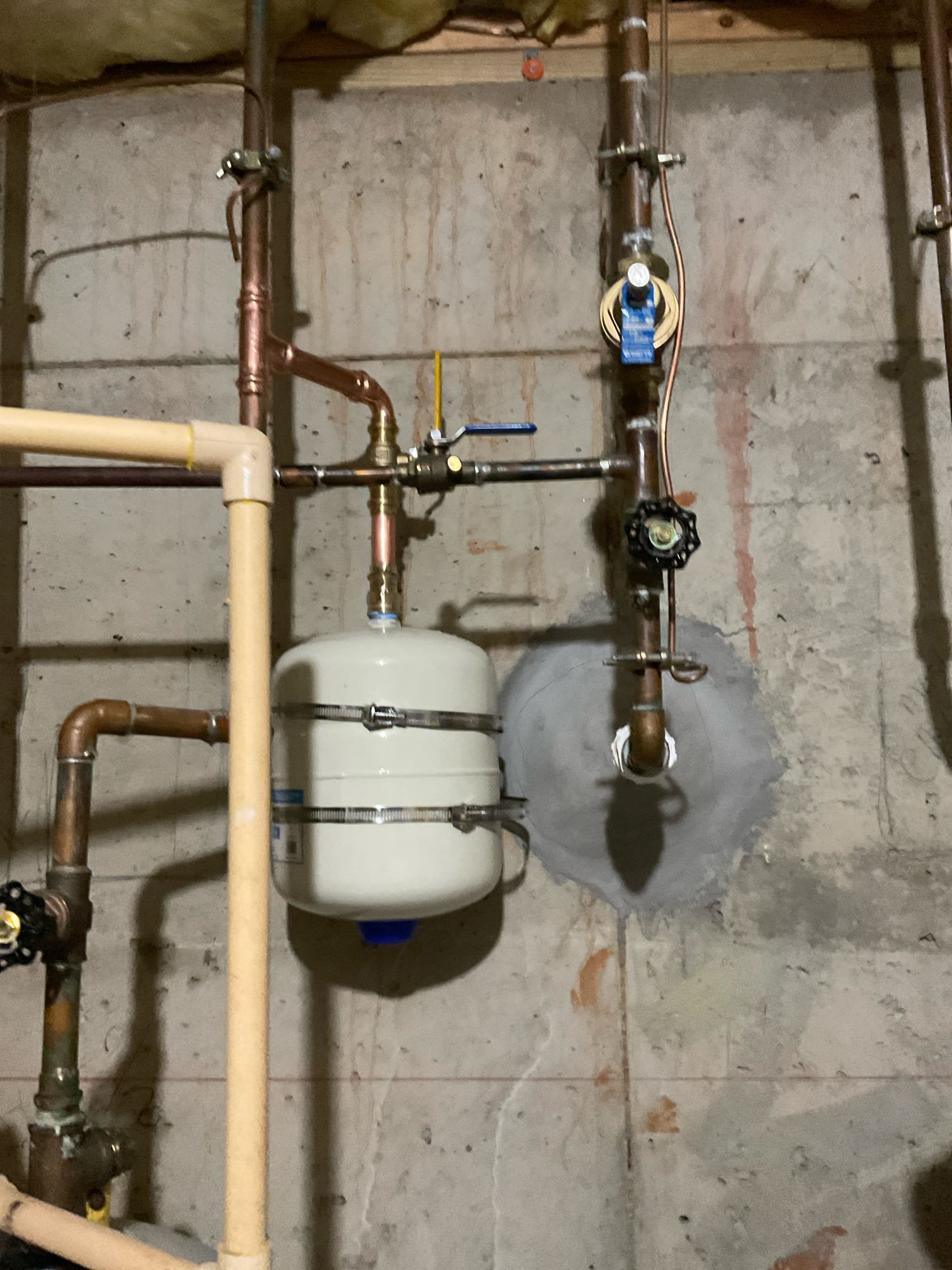 Furnish and Install 2 2.5 gallon thermal expansion tanks with brackets 1 for each water heater.

Customer stated that pressure coming out of faucets was fluctuating. Arrived and tested pressure and pressure was about 60 psi. Noticed that water heaters didn’t have thermal expansion tanks. For the first step, recommended customer to install two thermal expansion tank one for each heater that service different parts of the house. Customer agreed so I  installed two new 2 1/2 gallon thermal expansion tank and tested. No leaks were present at this time. Cleaned up work area.