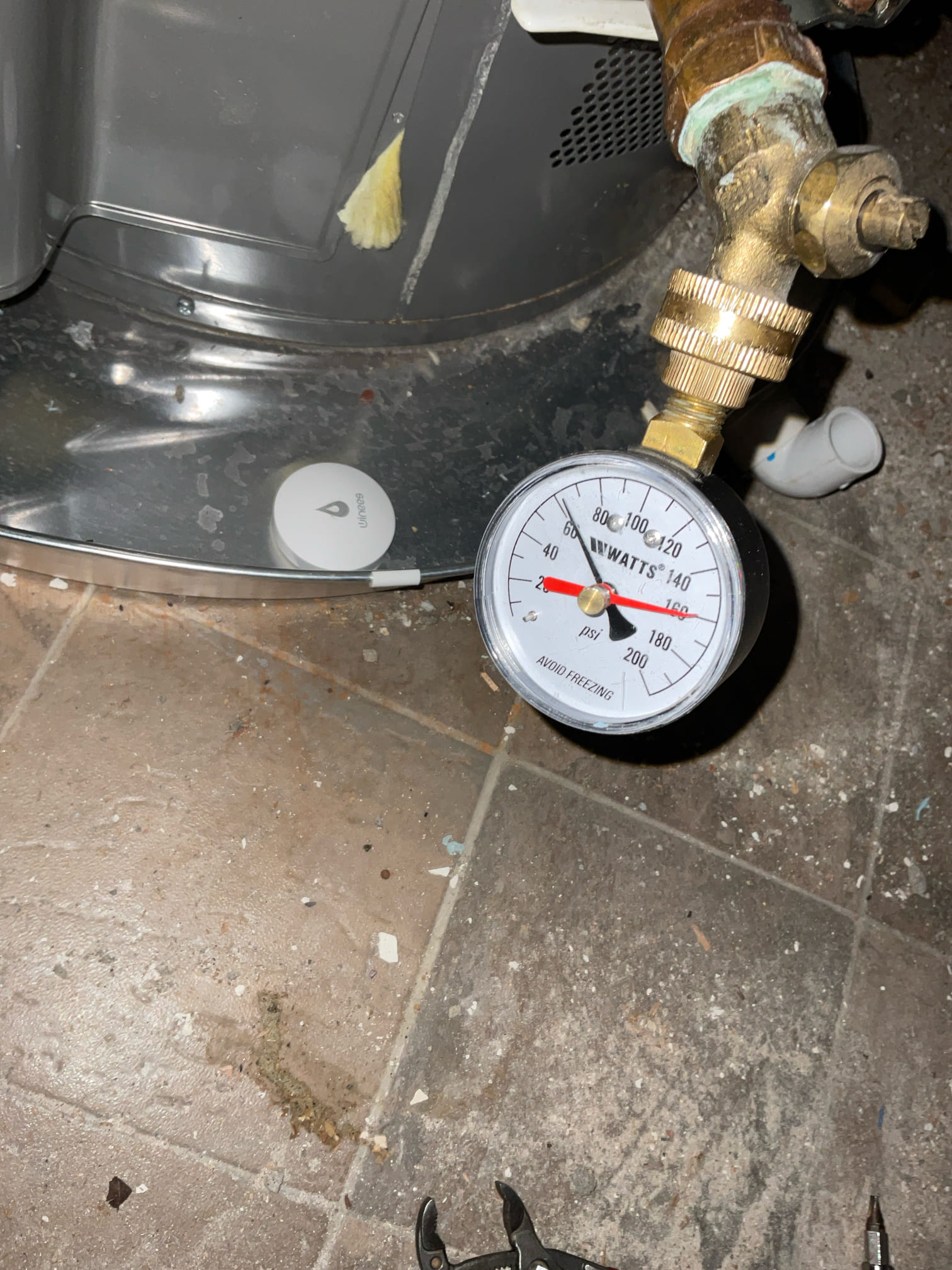 Customer stated that there was water leaking into basement bathroom. Cut into sheet rock and found old cast-iron piping leaking. Gave customer quote to replace section of cast-iron and customer approved. Will return tomorrow to do work.

October 21 2025
Returned and cut out section of cast iron and replaced with PVC. While cutting stack under lavatory faucet on main floor cut into wire. Had an electrician come out and make repair. Also a 2in stack that is going up next to the stack we replaced, is fully clogged and not functional. Don’t know what that line is servicing so may become an issue and recommend for a section of the stack to get replaced which was not quoted with job done today. Can send estimate to have that stack replaced. Attempted to install new toilet flange, but found that toilet had a small leak and caused hole for flange to get to big and that there is no subfloor for us to secure flange to. Recommended to have reliable restoration come out and take a look. So at this