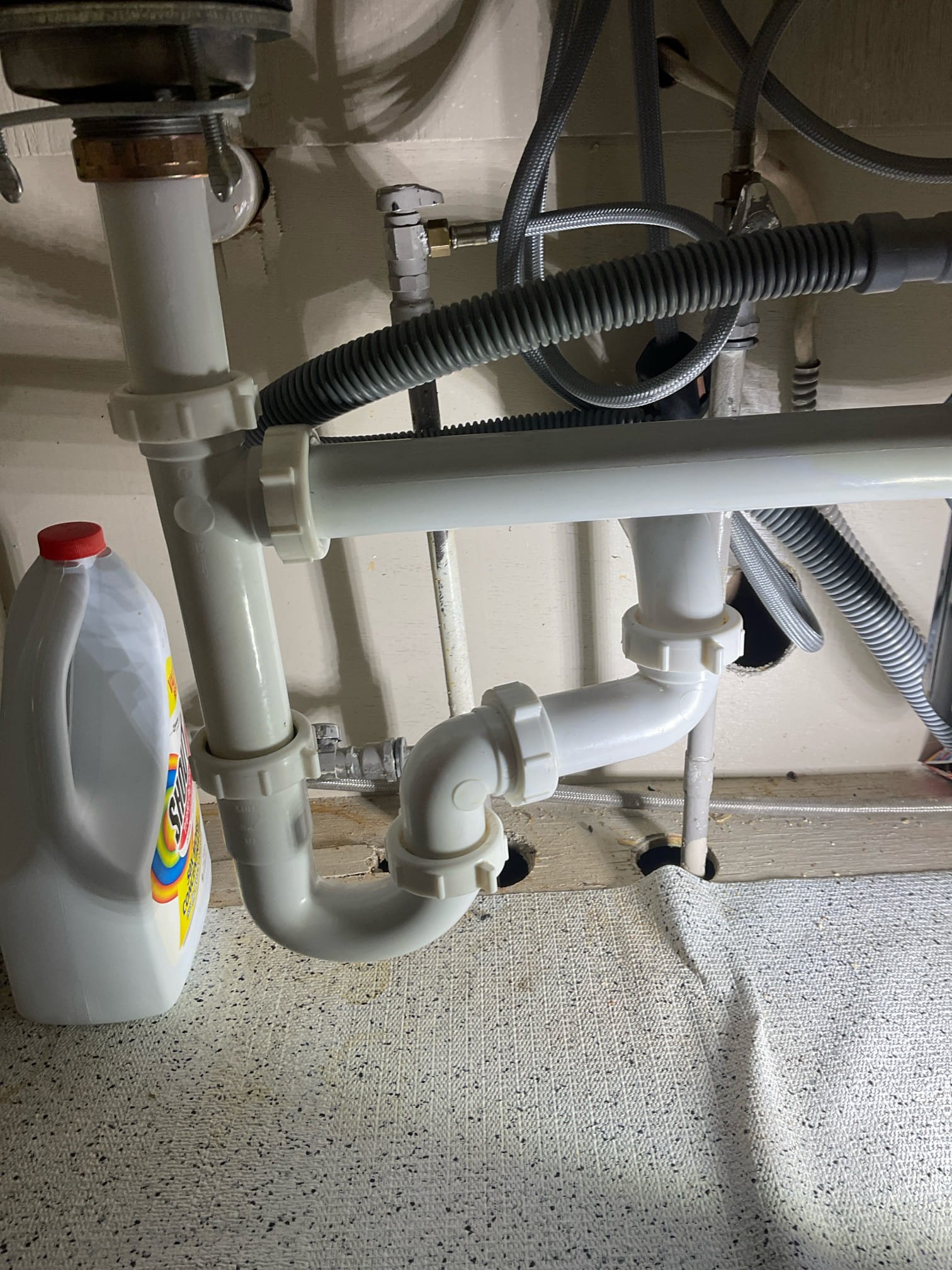 Fixed kitchen and washing machine back up problem , replaced all the pipe under the kitchen sink with two separate p traps , snaked main line in crawl space ,clean up sewerage in crawl space , replaced a 3/4 “ pressure reducing valve in crawl space .  Fixed kitchen and washing machine back up problem , replaced all the pipe under the kitchen sink with two separate p traps , snaked main line in crawl space ,clean up sewerage in crawl space , replaced a 3/4 “ pressure reducing valve in crawl space .