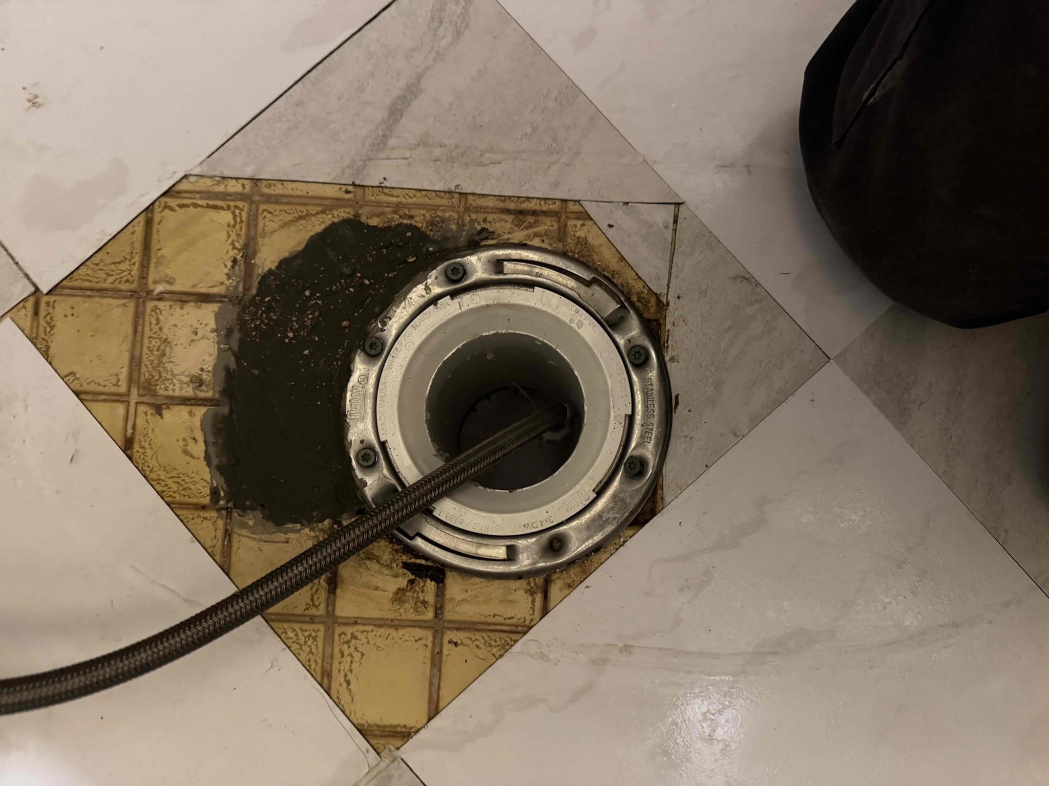 Returned and fixed subfloor and installed flange and connected to drain line. Also installed toilet. Tested and no leaks were present at this time. Customer has a pressure assist toilet and stated to customer that back up may occur due to that toilet. Cleaned up work area.