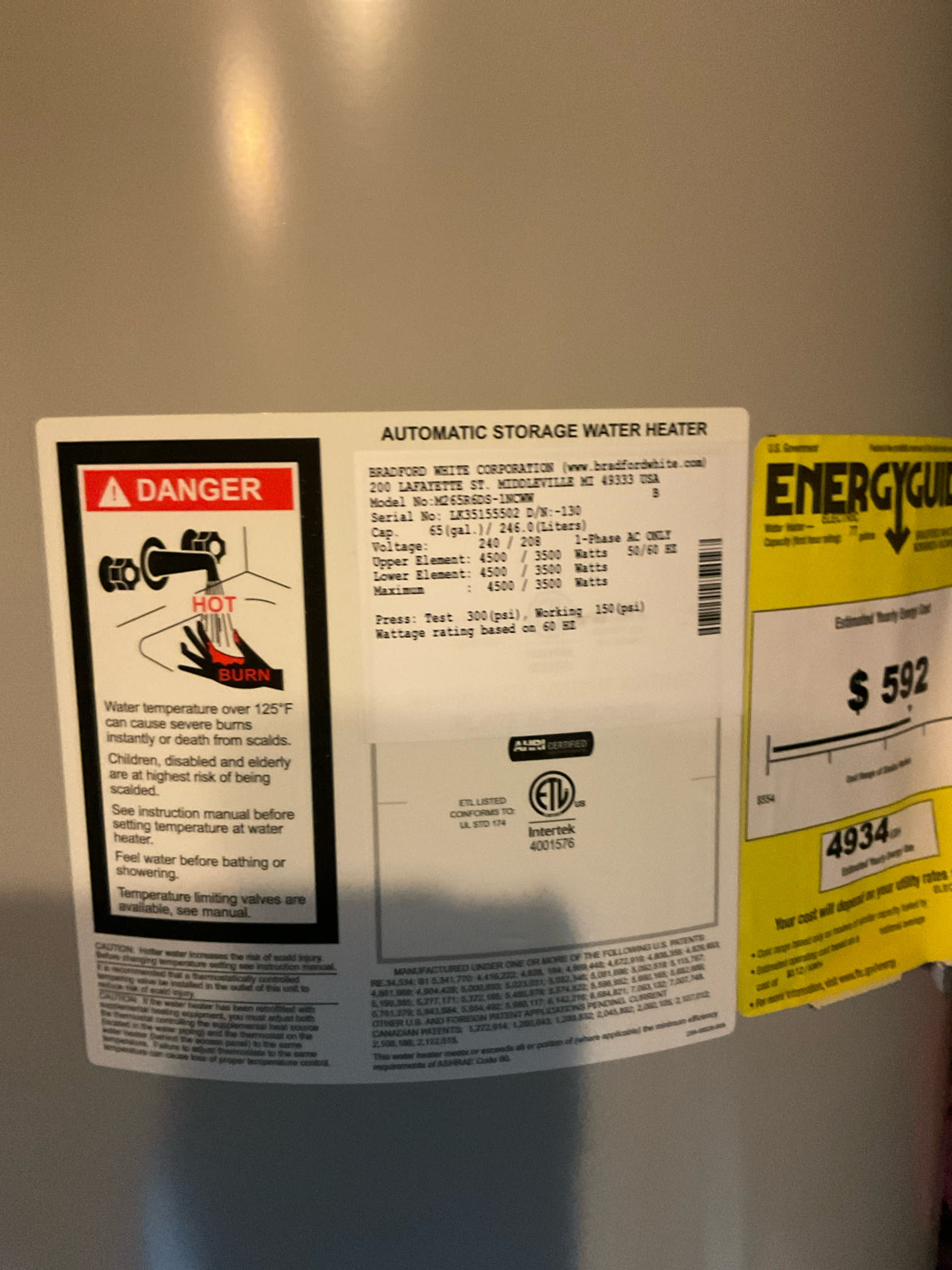 Customer stated that there was a leak coming from upstairs. Looked around and found in laundry room wash machine pan was wet and also broken. Looked at plumbing side for washing machine and didn’t notice any issues. At this time recommended customer to have an appliance guy come out and inspect wash machine. Also stated to customer to use shower and guest bedroom to see if problem gets worse if so, then we can come back and cut sheet rock. Also checked pressure and found pressure was above 80psi and that water heater was over 10 years old. Recommended to customer to have PRV replaced as well as water heater. Will send estimate for repairs needed.