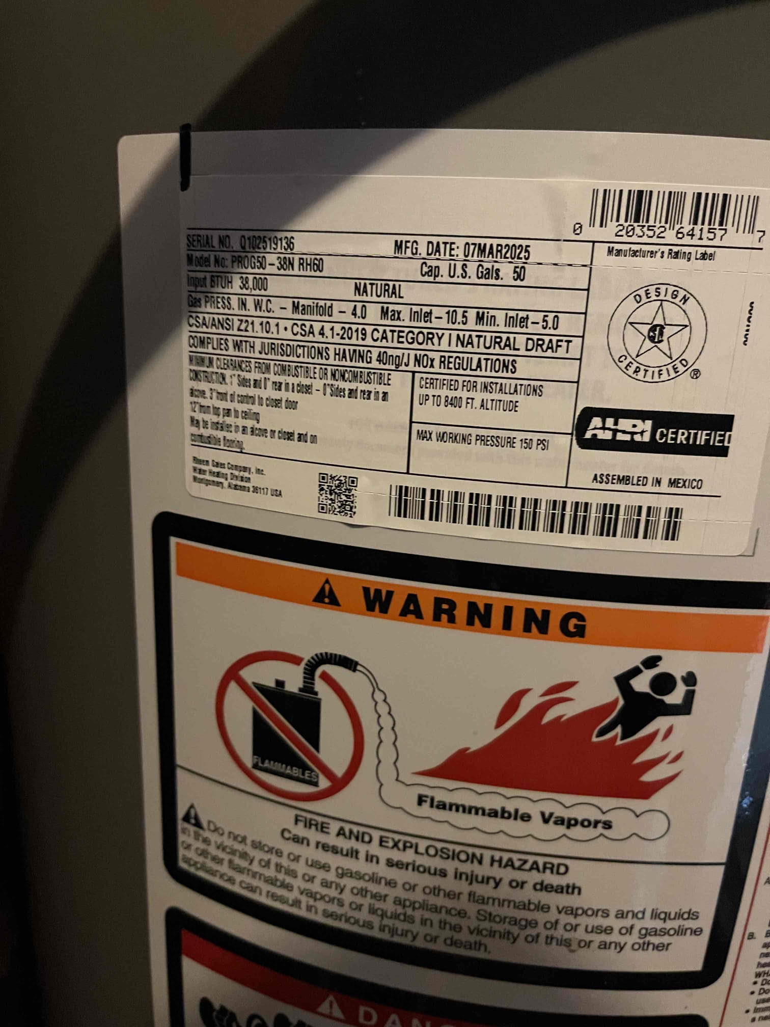 Came out for leaking expansion tank. Expansion tank had rusted through and ruptured. Was spraying water all over carport closet. Water heater was from 2014. Customer elected to just replace the water heater. Went and purchased materials and returned. Swapped out water heater and expansion tank. Installed new pan and shut off valve. Repressurized the home and tested to ensure proper function and a leak free installation, no further issue at this time. Thank you for choosing Chen Plumbing. 