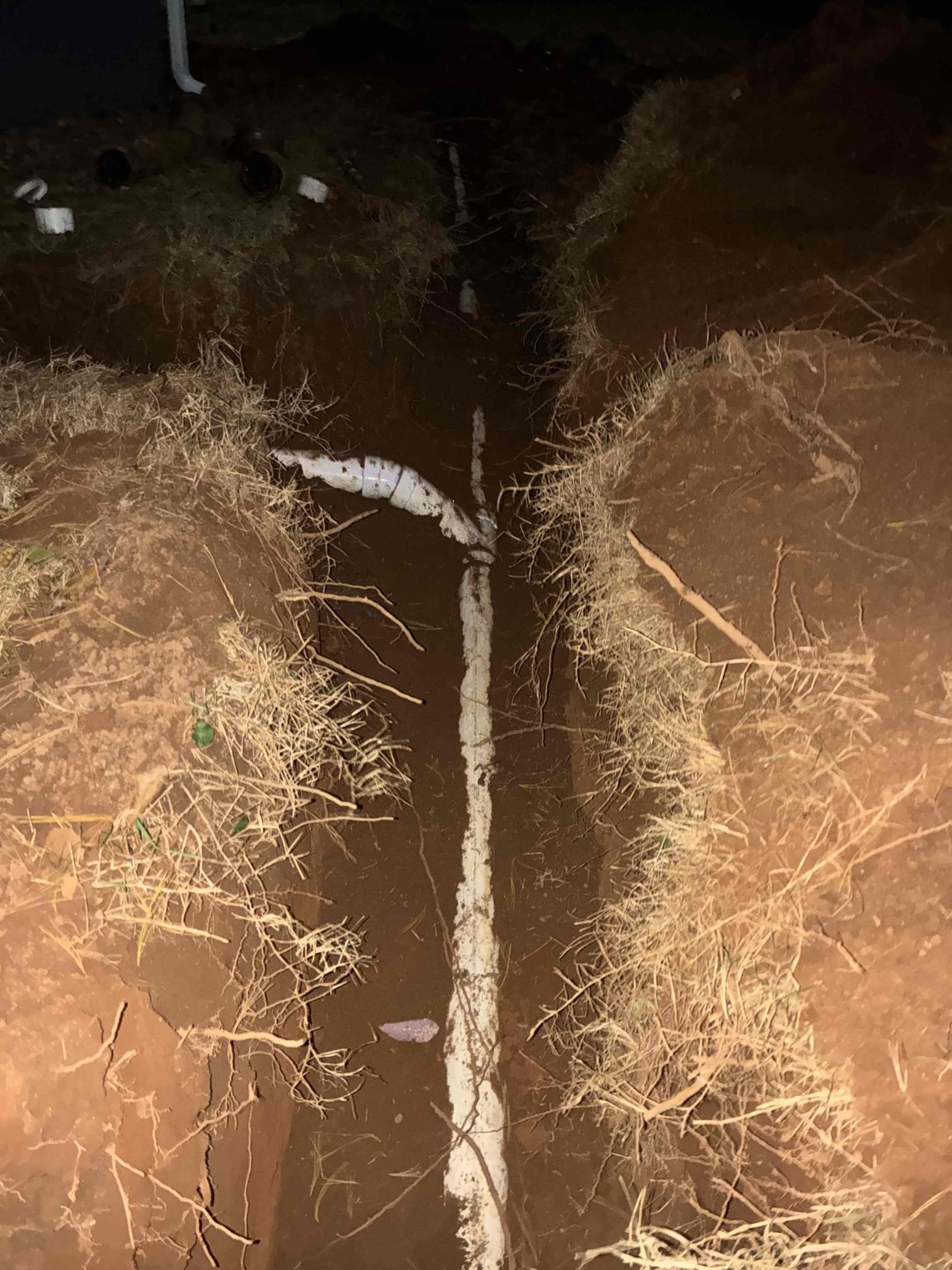 I came today to install a new sewer line. I stubbed out a new section out the back of the home and dug the trench to the city tap. I ran pipe with the proper fall all the way to the tap and connected the existing clean out. I also added two clean outs one and the back of the home were I stubbed put the new section and were I connected to the city tap. After I tested the new sewer line I backfilled the hole. I also cut down the new clean outs to ground level. 