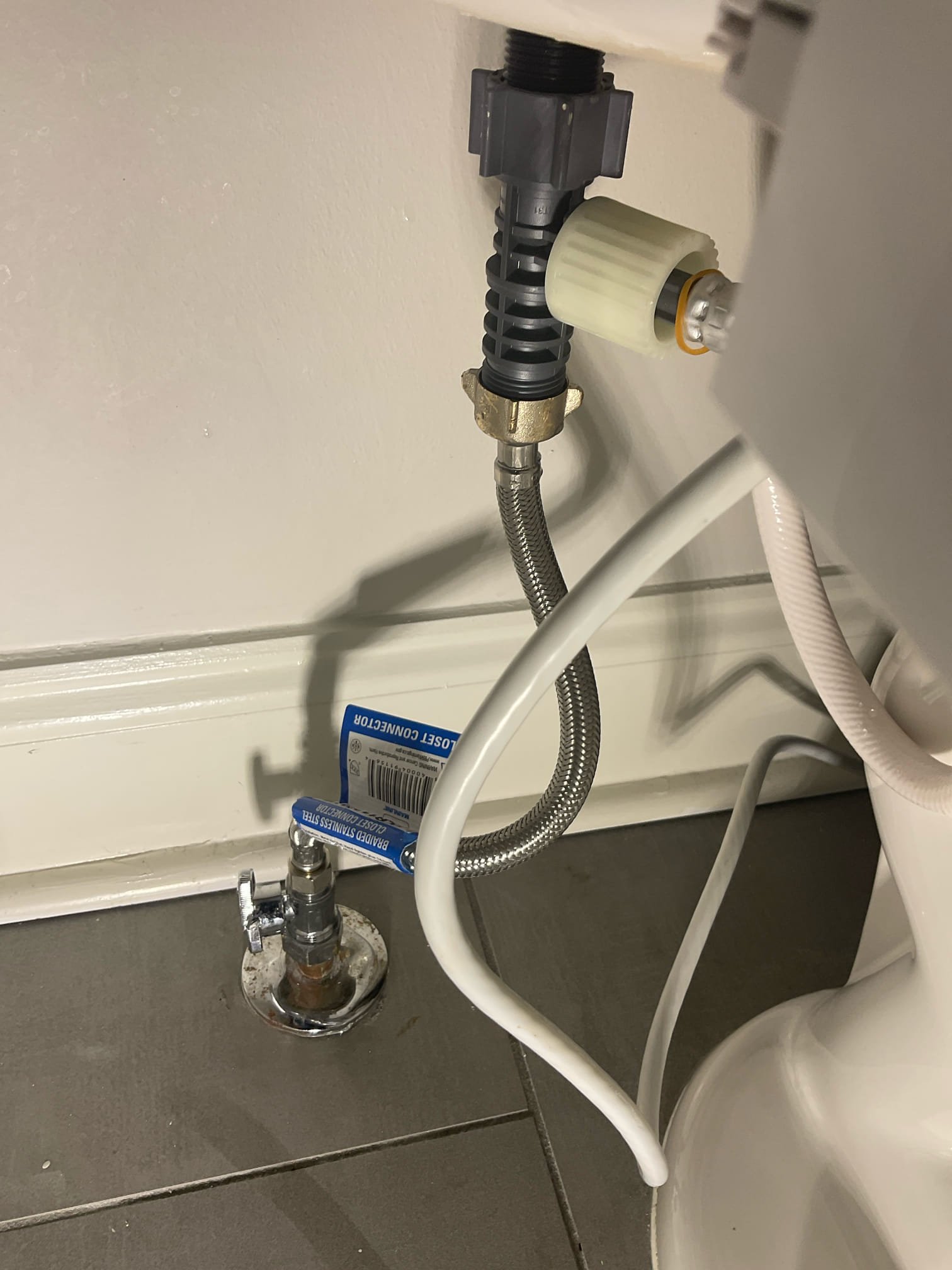 Replaced a toilet fill valve and installed customer supplied bidet seat 