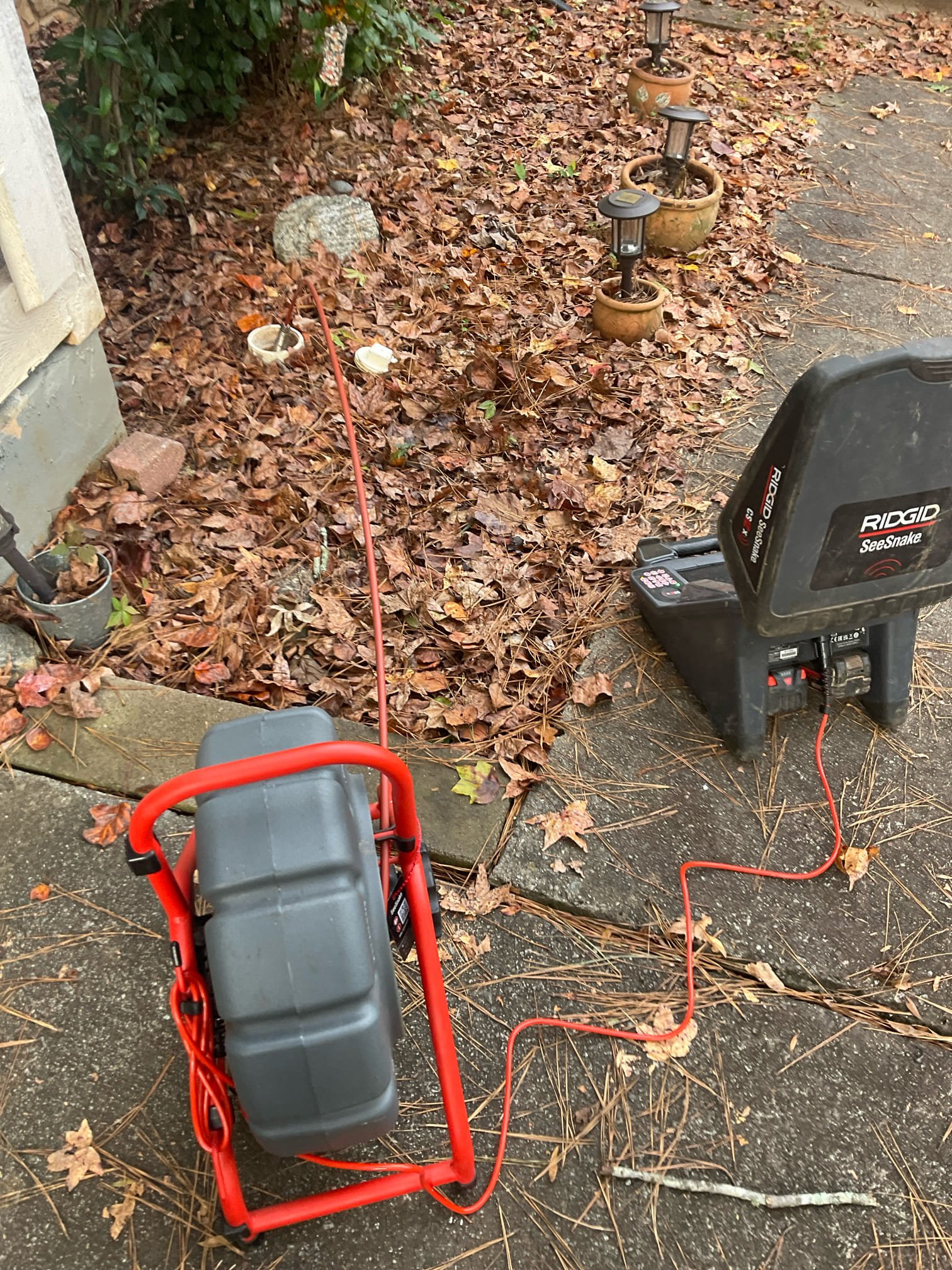 Sewer repair with excavator digging , installed two way clean out 