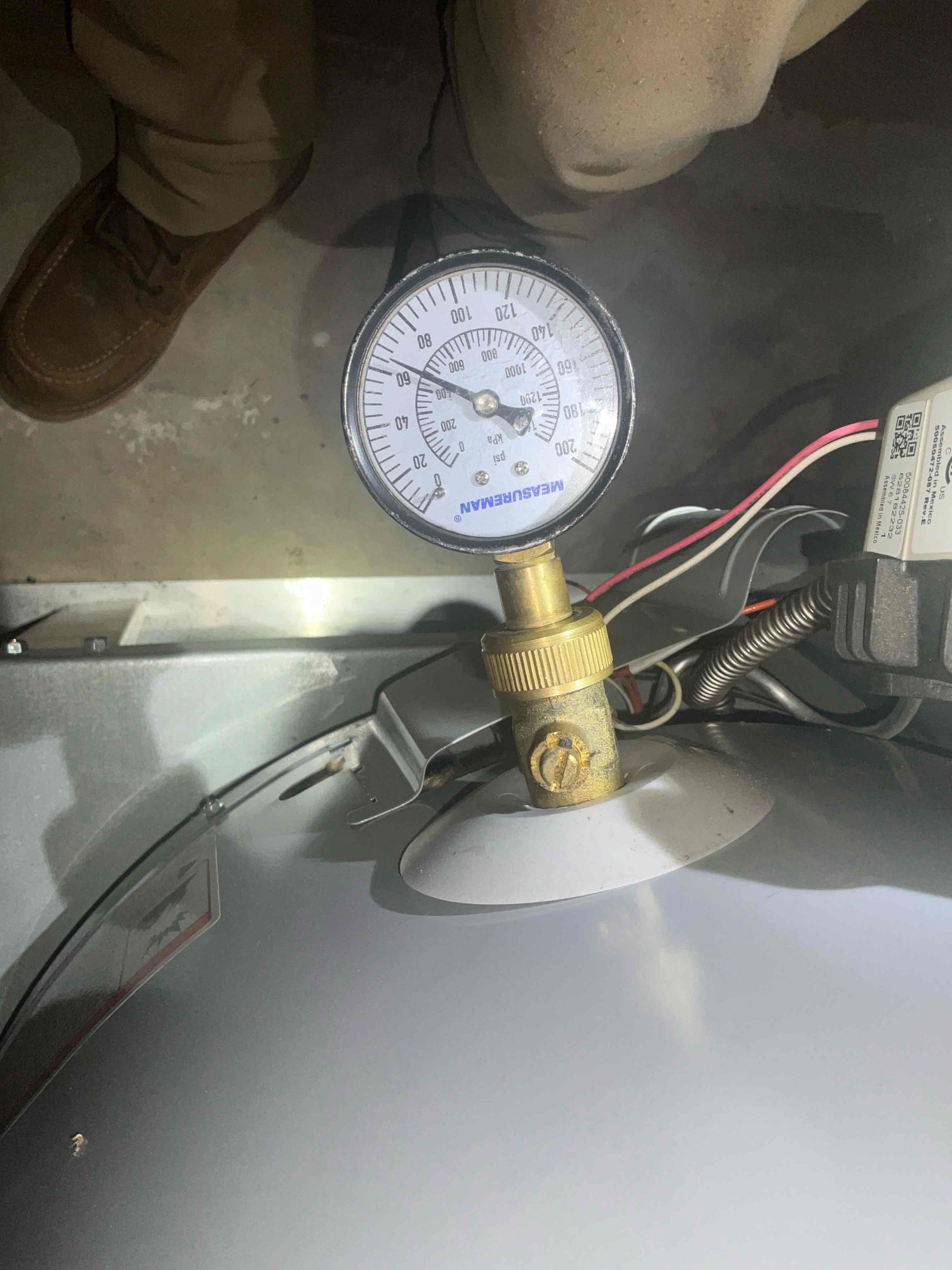 Customer has another leak in the bathroom that Chen Plumbing had previously done work in. The leak was on a 3/4 tee in the bathroom ceiling. A new tee was installed to fix the leak. The thermal expansion tank had also failed. A new 2.1 gallon thermal expansion was installed with a new bracket. Made a note to the homeowner that the water heater is from 2016 and would recommend a replacement in a year or so. The water pressure was at 60 pounds. Checked all work to ensure proper function and no leaks. None were found.