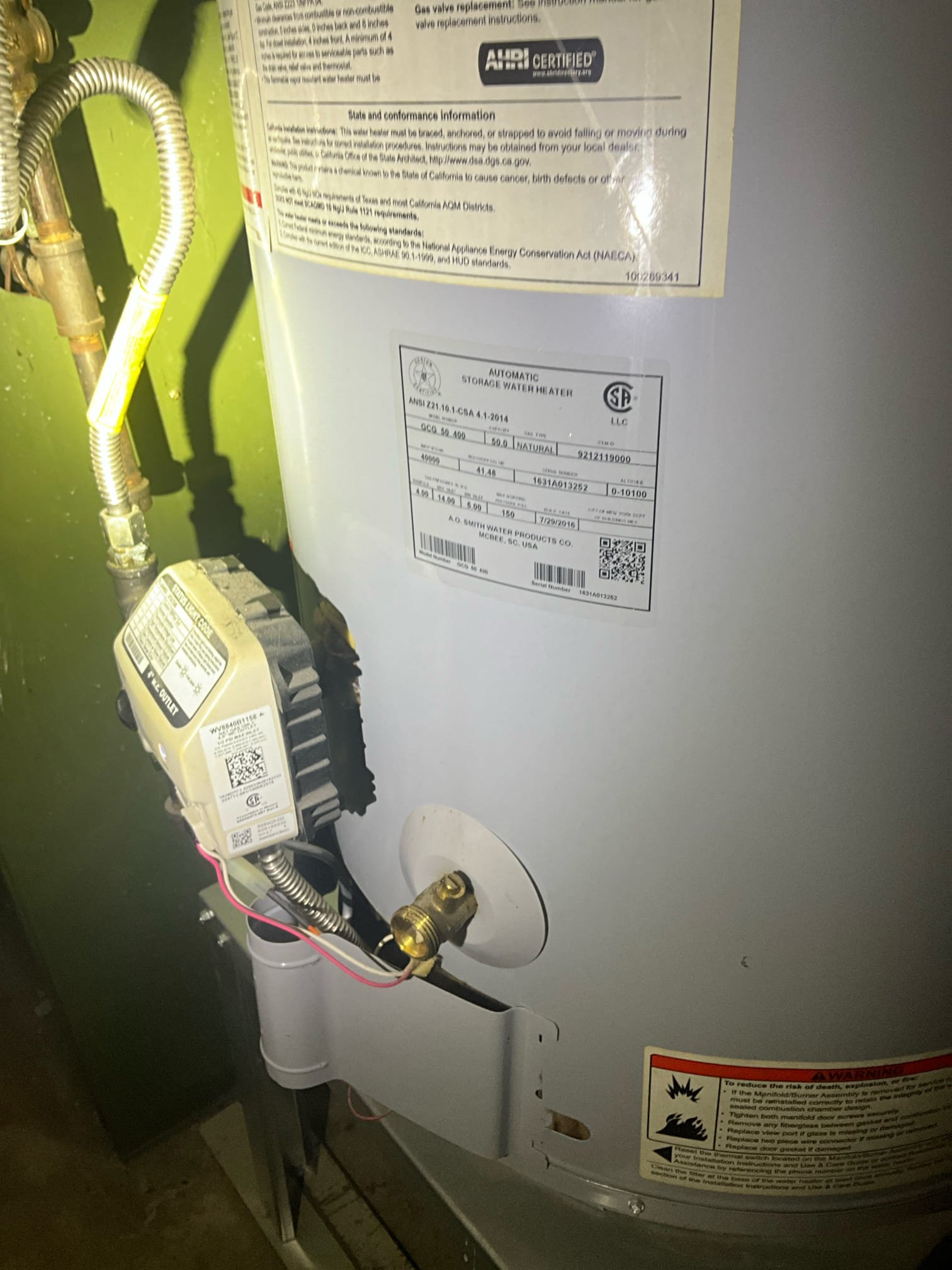 Customer has another leak in the bathroom that Chen Plumbing had previously done work in. The leak was on a 3/4 tee in the bathroom ceiling. A new tee was installed to fix the leak. The thermal expansion tank had also failed. A new 2.1 gallon thermal expansion was installed with a new bracket. Made a note to the homeowner that the water heater is from 2016 and would recommend a replacement in a year or so. The water pressure was at 60 pounds. Checked all work to ensure proper function and no leaks. None were found.