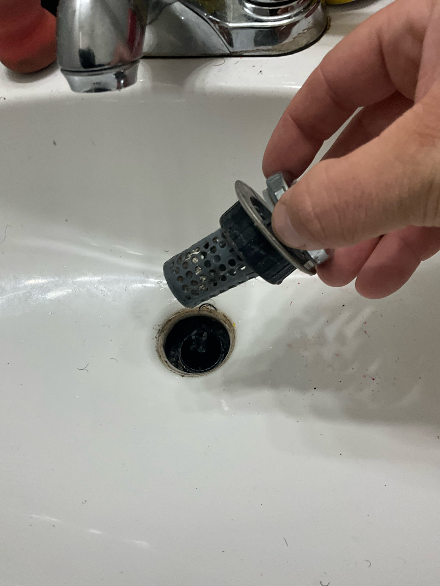 Call for several issues. I spoke with Mr. Bedi over the phone and discussed concerns. He would like to proceed with only the pop up repair in the main level bathroom. The kitchen sink and master shower repair options have been provided, and he would like time to consider before proceeding.

Removed broken pop up assembly and installed new assembly. Tested for leaks. No leaks found. Locked bottom lock on unit when leaving.


Kitchen
Drain clog right side sink. Basket strainers rusted and rotted.

Downstairs bathroom sink
Broken pop up, needs total replacement

Master shower
Glacier bay shower valve. Missing screw. Not secured inside wall, moving pipes every time handle is used. Tub spout wrong angle.