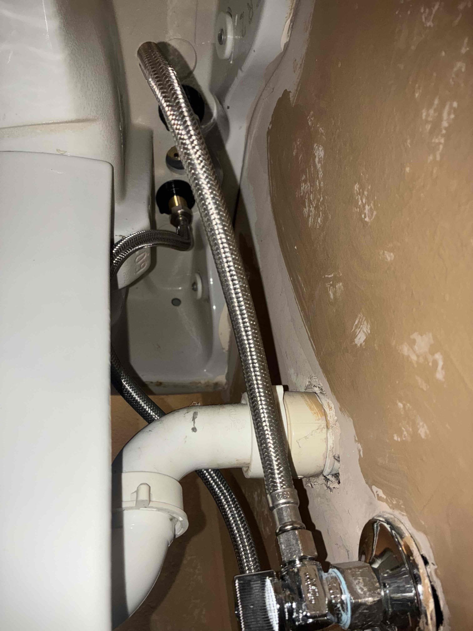 Customer had several items to replacing including, new faucet, supply lines, and stops for pedestal sink, new seats and springs for faucet in master, and new delta monitor cartridge for shower upstairs. After work checked all areas for leaks and proper function. While trying to clean filter on aerator from stop debris, aerator separated from faucet. Will need to order new faucet. Also checked with customer about temperature of water. 

Arrived at later date to correct caulking and install two faucets. One at no cost and other at discounted price. Not responsible for Spout in shower upstairs, spout was installed too far from wall. Needs to be reinstalled more flush to wall. 