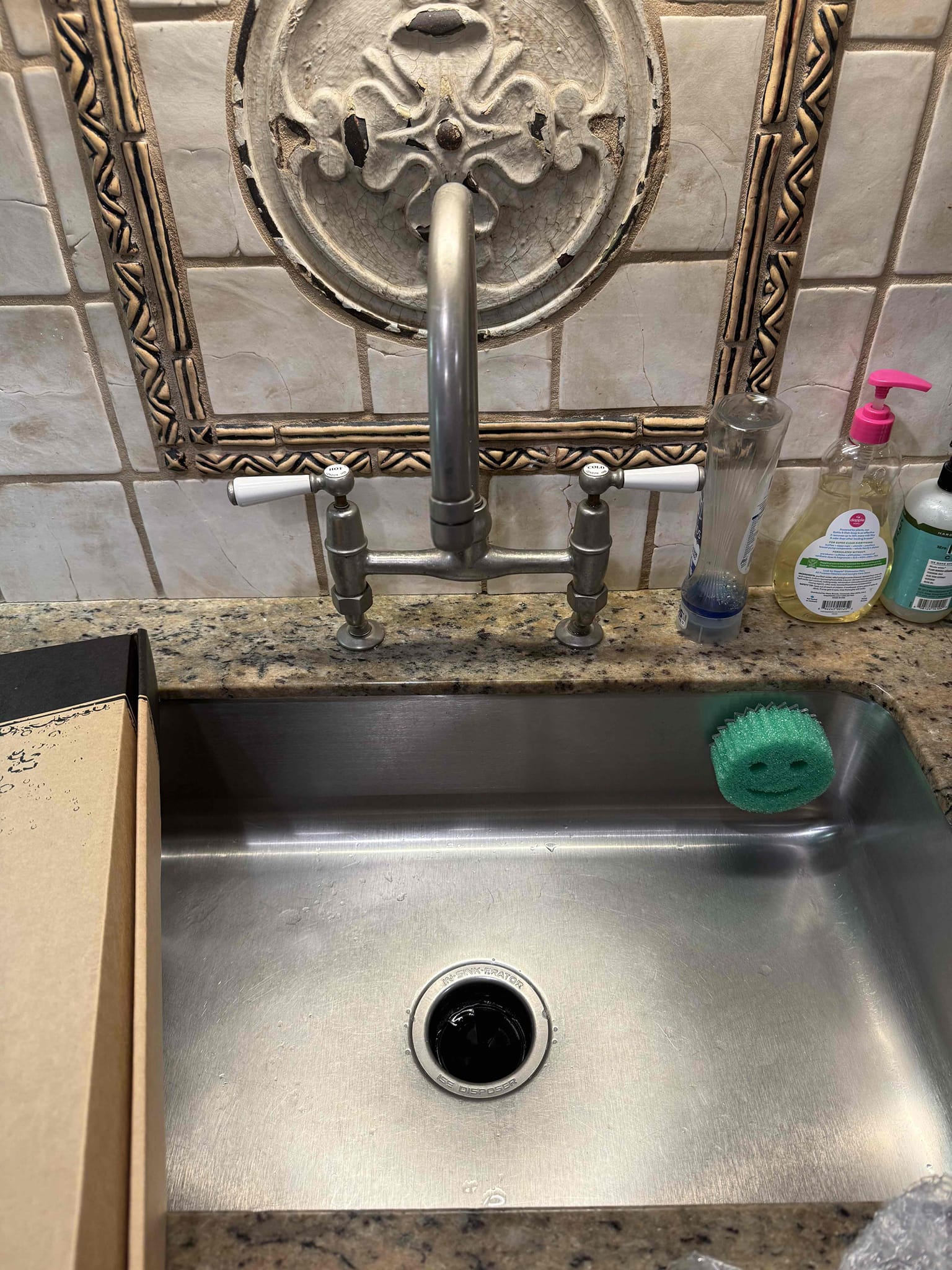 Homeowner states that the kitchen faucet was leaking from the hot side and shut it off and bought a new kitchen faucet. Upon arrival homeowner greeted me at door and showed me the kitchen faucet and the new one she had purchased and asked me to replace it. I agreed and she also agreed to the solution and I did my inspection and didn’t find anything else wrong except an old saddle valve that will need to be removed at some point on the EWH cold side above old shut off which I did inform homeowner and they will do at a later time. I began by shutting off the water and removing the old kitchen faucet along with the supply lines and cleaned the holes. I then placed the new faucet and tightened down the screws on the underside and connected new supply lines. Once I had it properly connected I turned on the water and it works properly and I tightened down all the set screws on the faucet. The water pressure is a bit low which homeowner is aware of and they decided to increase the pressure at
