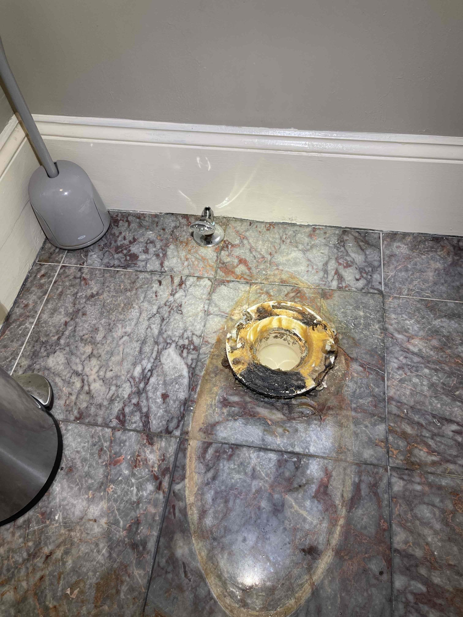 Customer had leak that showed up in the ceiling of the dining room. Upstairs toilet stop valve had slow leak out of the stem when open. Toilet also was over 10 years old and wax ring was dry. Received approval to pull toilet and replace stop valve. Tested to ensure a leak free install. She had another small leak showing up in the ceiling on the other side of the dining room, very decorative trim. They’re going to have someone come remove the trim and open the ceiling to inspect for a leak. No sign of a leak from the plumbing above. Will return to inspect once it’s been opened. 