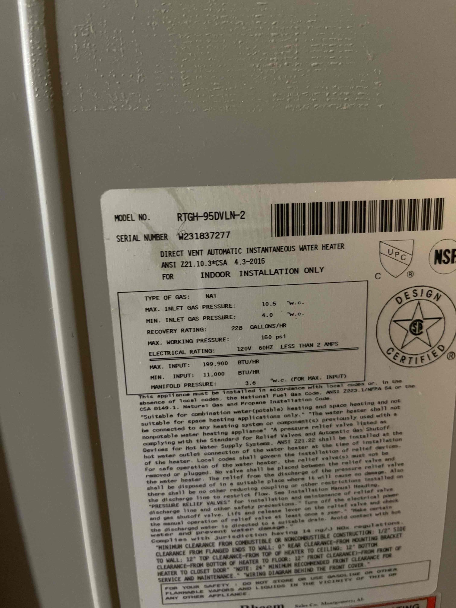 Flushed tankless water heater. Rinsed it clean. Schedule follow up flush for 1 year out. 