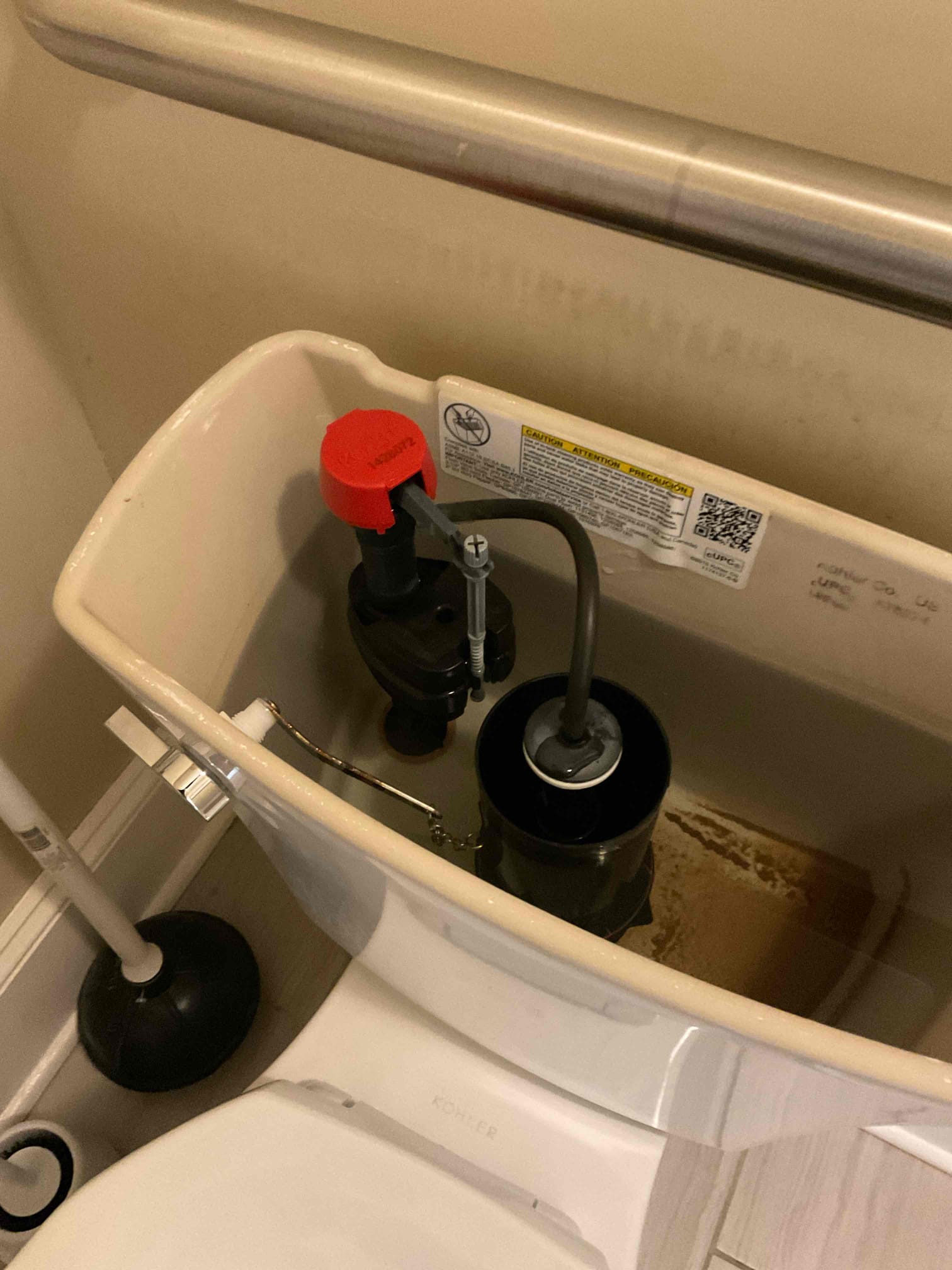 Customer stated that previous toilet that was repaired was doing the same thing. Found that when toilet was flushed, it would stutter to fill up because fill valve would get stuck. Last time replaced service valve because there was no water coming to toilet and now fill valve went bad. Recommended to have fill valve replaced and customer agreed. Installed new fill valve and tested. Now toilet is working as it should with no leaks present at this time.