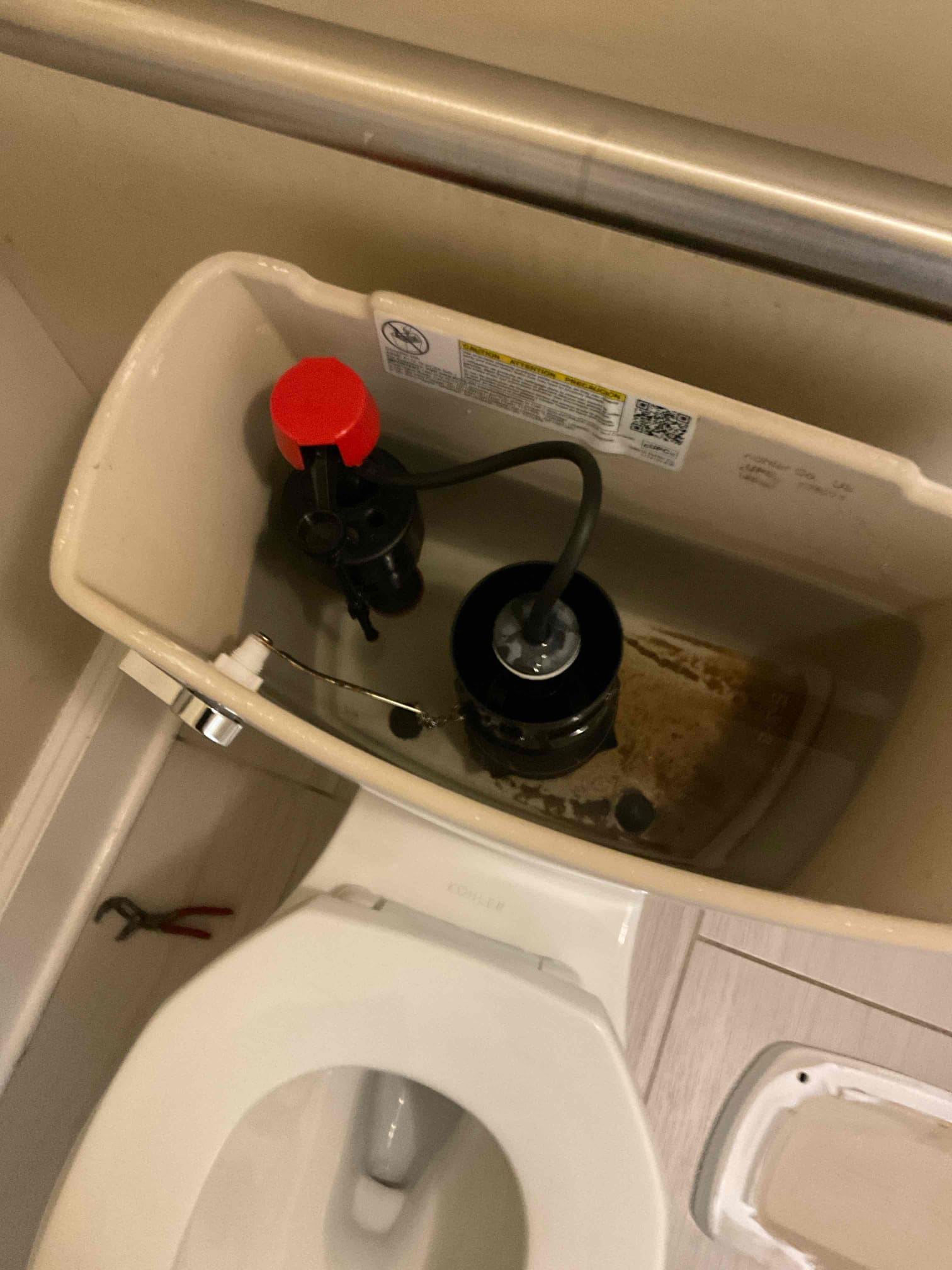 Customer stated that previous toilet that was repaired was doing the same thing. Found that when toilet was flushed, it would stutter to fill up because fill valve would get stuck. Last time replaced service valve because there was no water coming to toilet and now fill valve went bad. Recommended to have fill valve replaced and customer agreed. Installed new fill valve and tested. Now toilet is working as it should with no leaks present at this time.