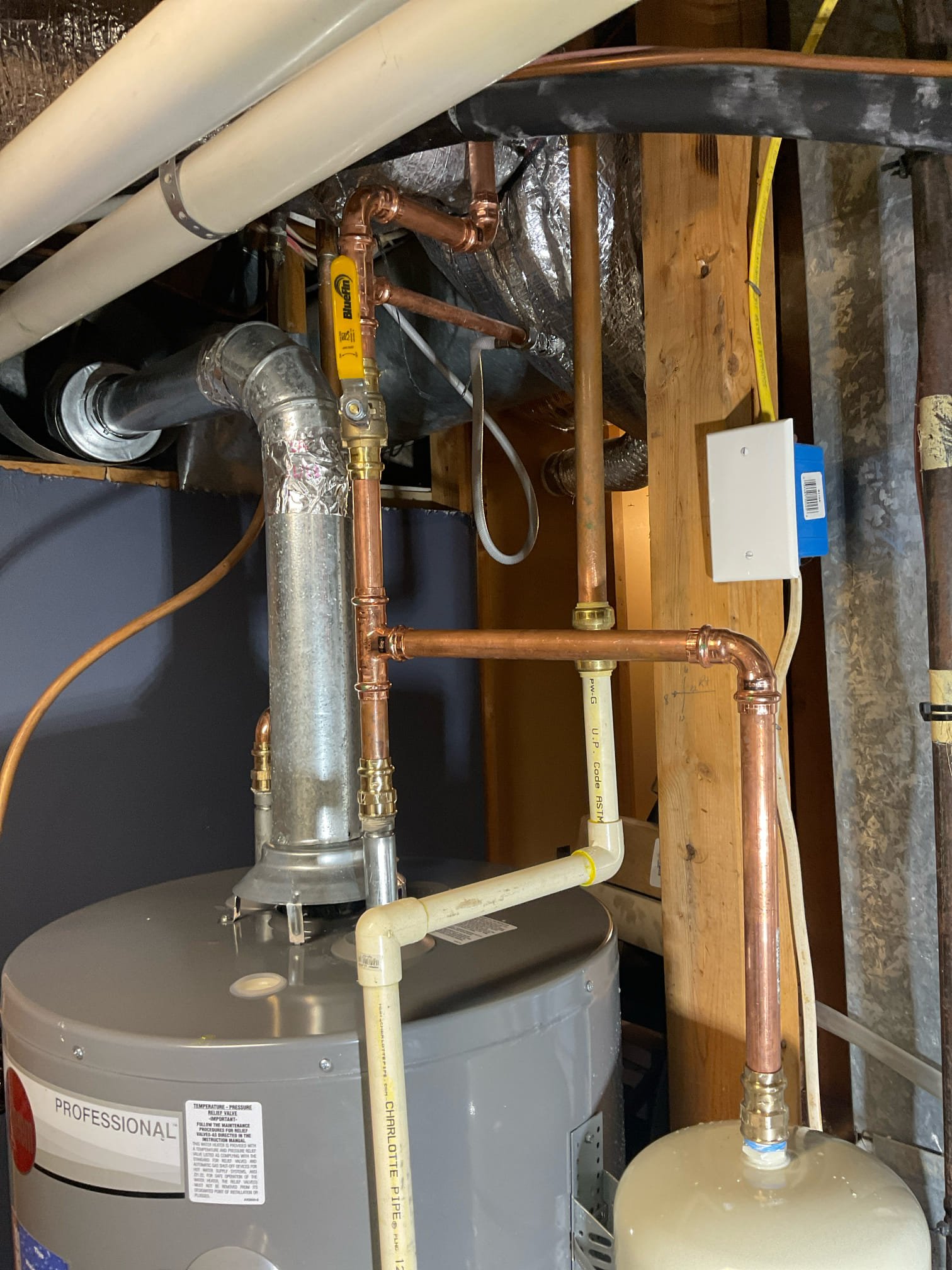 Replaced a leaking 50 gas water heater, expansion tank , 4 year’s warranty extension kit installed 