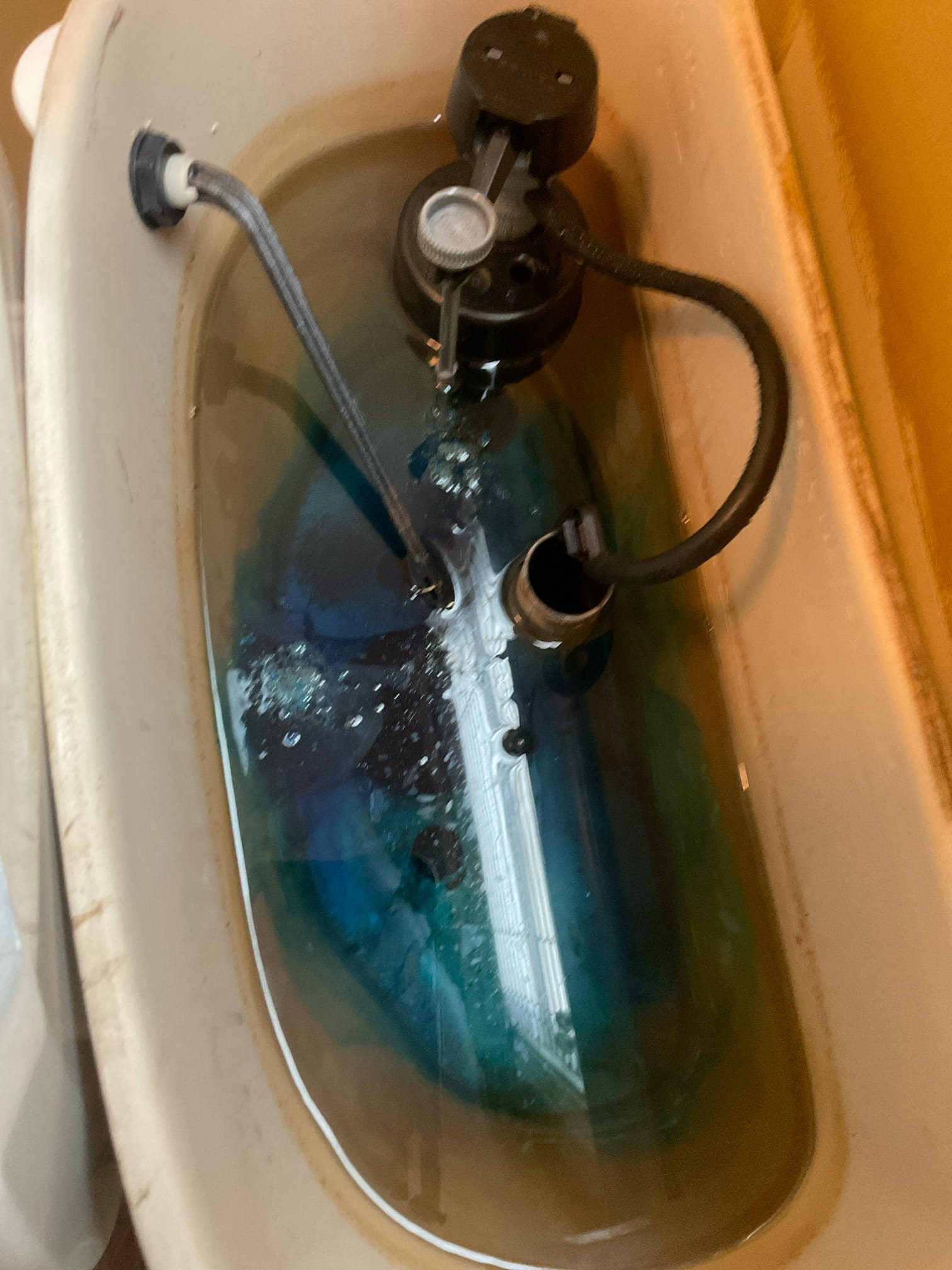 Replaced master bathroom toilet flush valve , second toilet upstairs new fill valve , flapper and supply line installed 