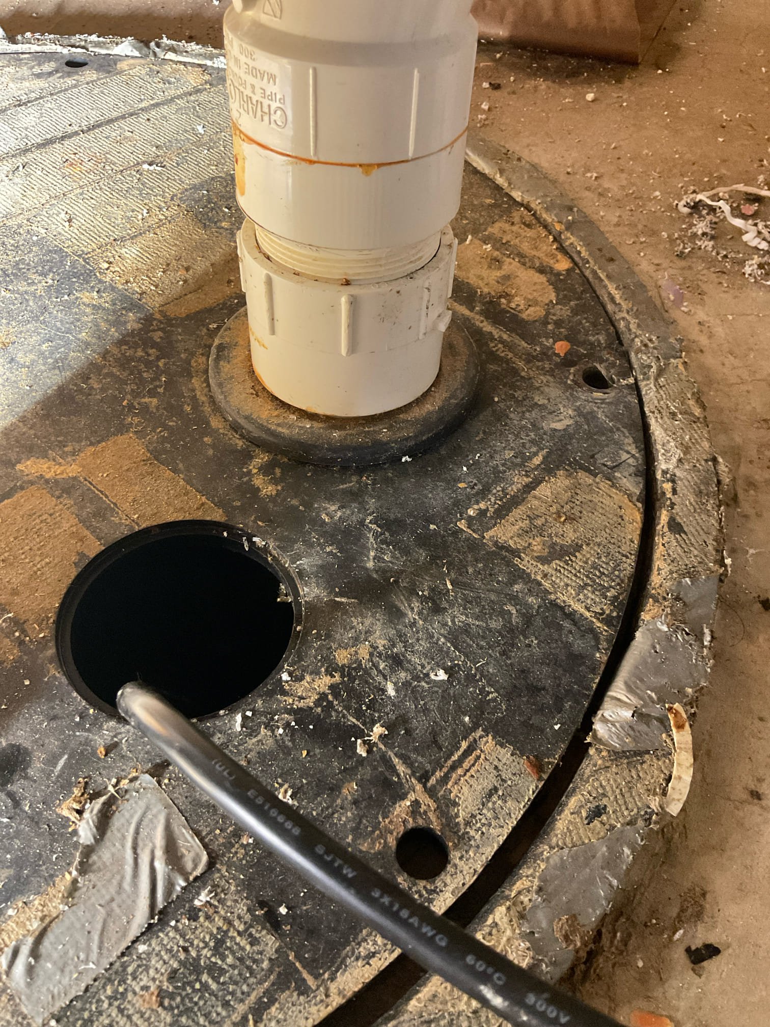 Replaced basement pump was damaged and clogged by wipe 