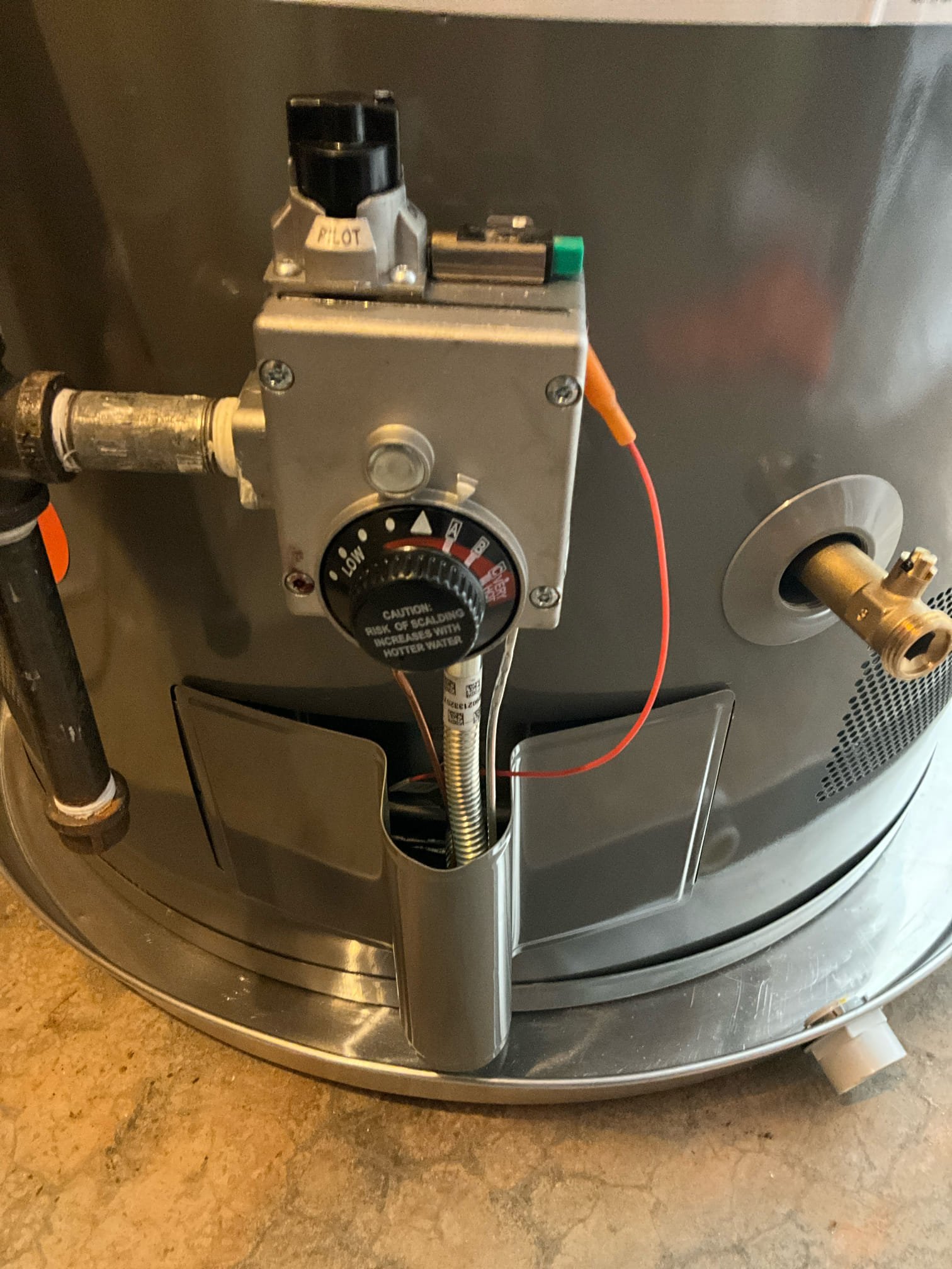 Returned and installed a new 75 gallon gas water heater with a new large expansion tank, a new recirculation pump, and new checks/shutoff for the return line. Tested all work to ensure proper function and no leaks. None were found. 