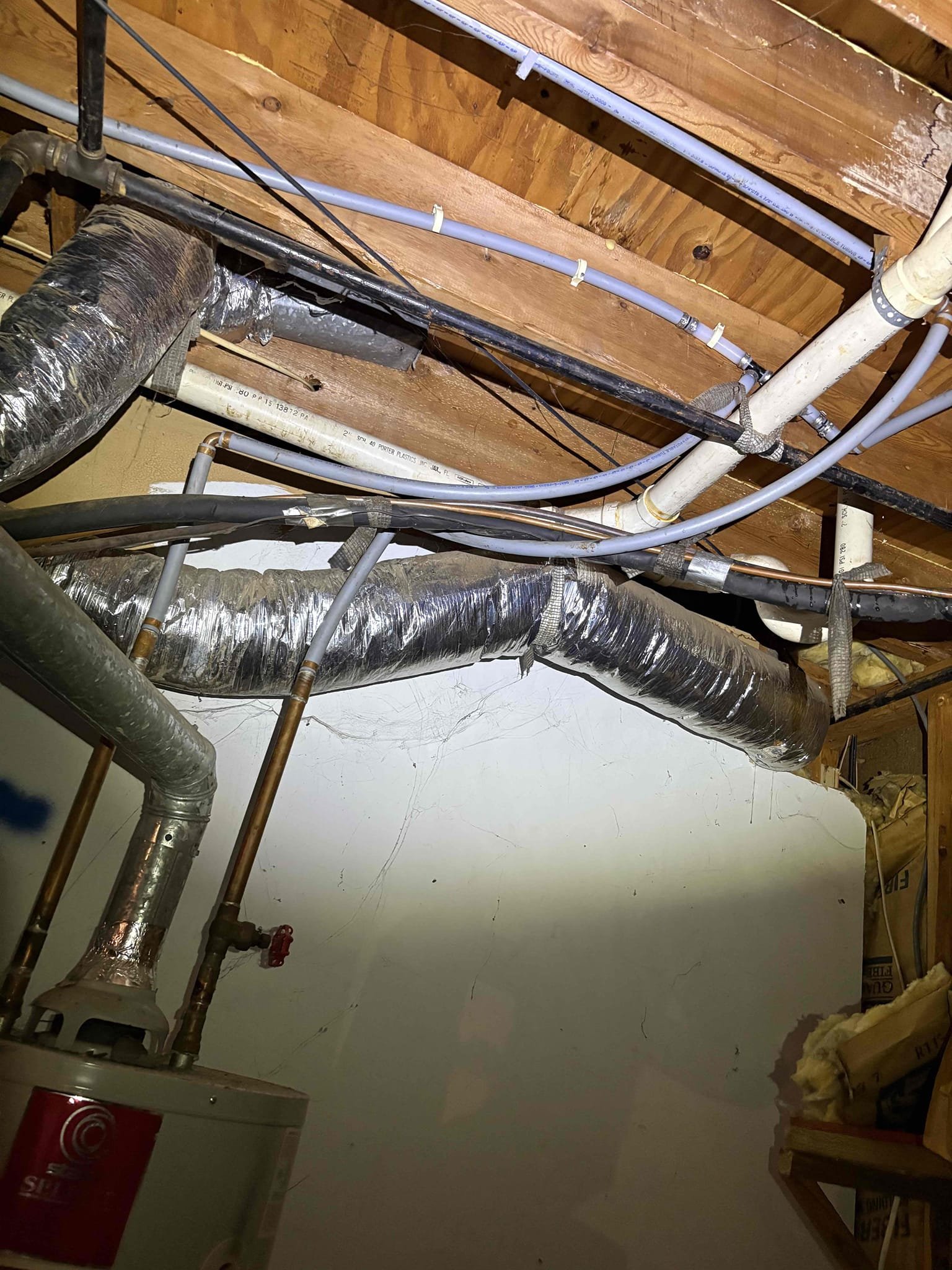 Came out today to repair the leaking 3/4” gray poly tee in garage above water heater with pex. Tested, no more leaks. Water pressure good at 60 psi.