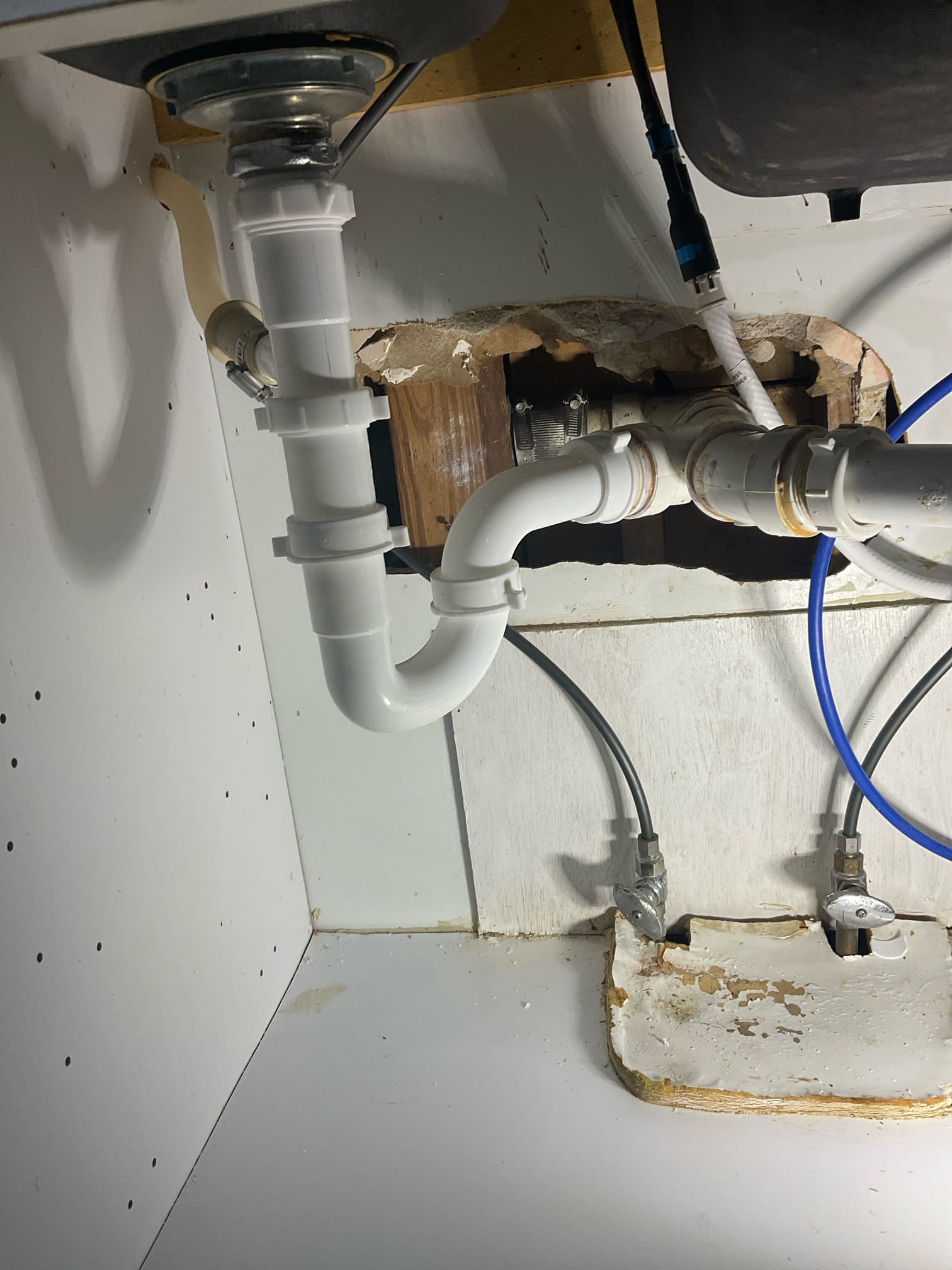 Fixed clogged dishwasher drain. Relocate drain for dishwasher from basement to kitchen 