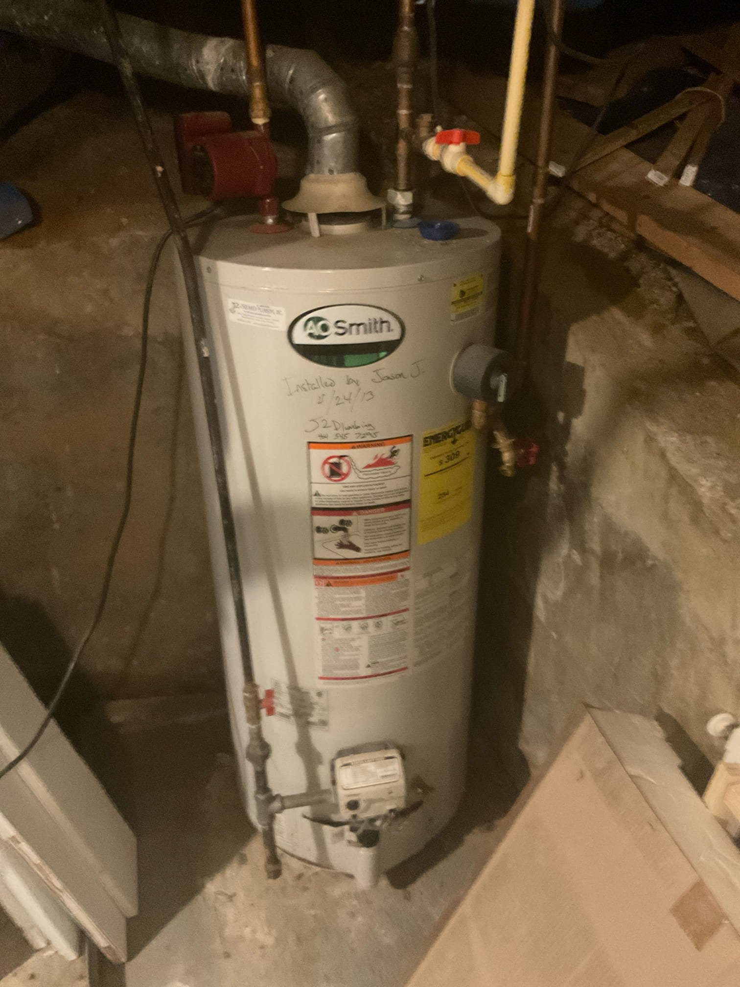 Replaced an old 40 gal gas water heater , installed new heater , expansion tank , new Prv and new 1/2 trac pipe with shut off valve to heater . 