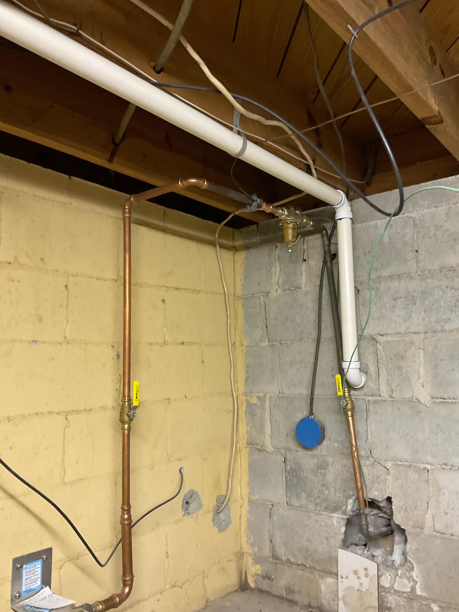 Remove existing water heater and haul away. Furnish and install new 50 gallon gas water heater with new thermal expansion tank and tank shut off. Also installed drip pan under heater. Also furnish and install new three-quarter inch PRV.

Tested and no leaks were present at this time. Set water pressure to about 60 to 65 psi. Cleaned up work area.