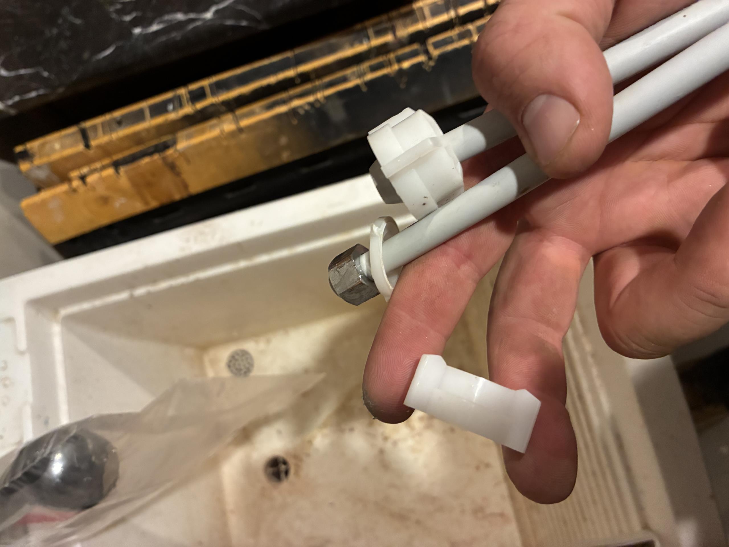 Quoted work complete. 

When supply lines were replaced we found that the faucet also has a break in the utility room. 

Install tankless water heater and dedicated recirculating line (list as misc task on estimate) to master bedroom.

Cap and move existing tank water heater out of the way in the crawlspace area, as there is no feasible way to remove the unit.


Billy is not happy with the condensate line routing, as he has plans to finish and utilize area inside basement with water heater. Will return to reroute condensate line at no charge when we also return to install garage faucet once ordered. 