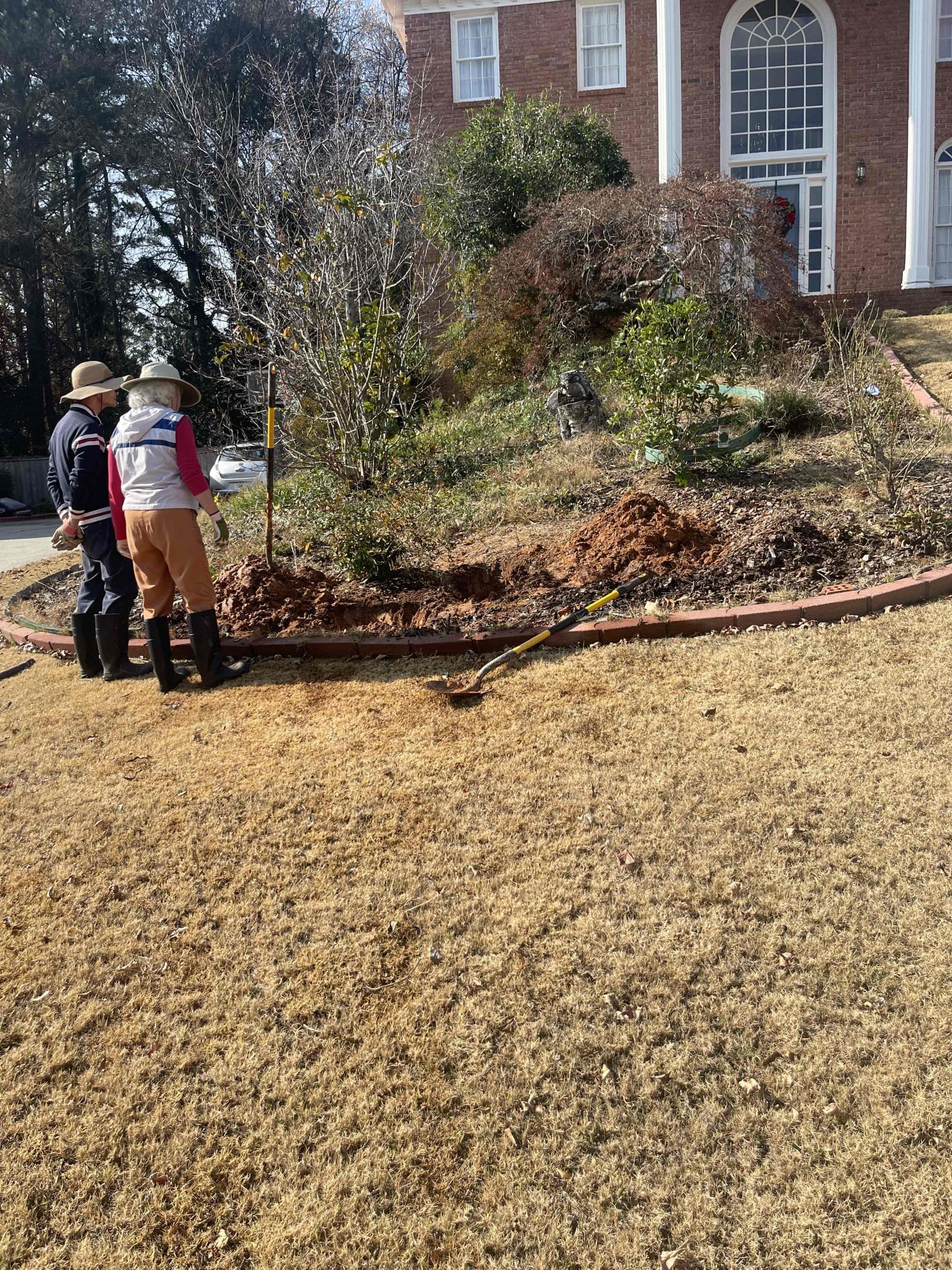 Came out for a leak in the yard. Located leak on a 1” blue polybutelene water service. Notified homeowner these pipes cannot be repaired and must be replaced. Received approval to replace the water service. Trenched from meter to house. Drilled new penetration. Bored under the sidewalk. Installed new PRV and shut off valve. Installed another ball valve inside a round valve box at the meter. 