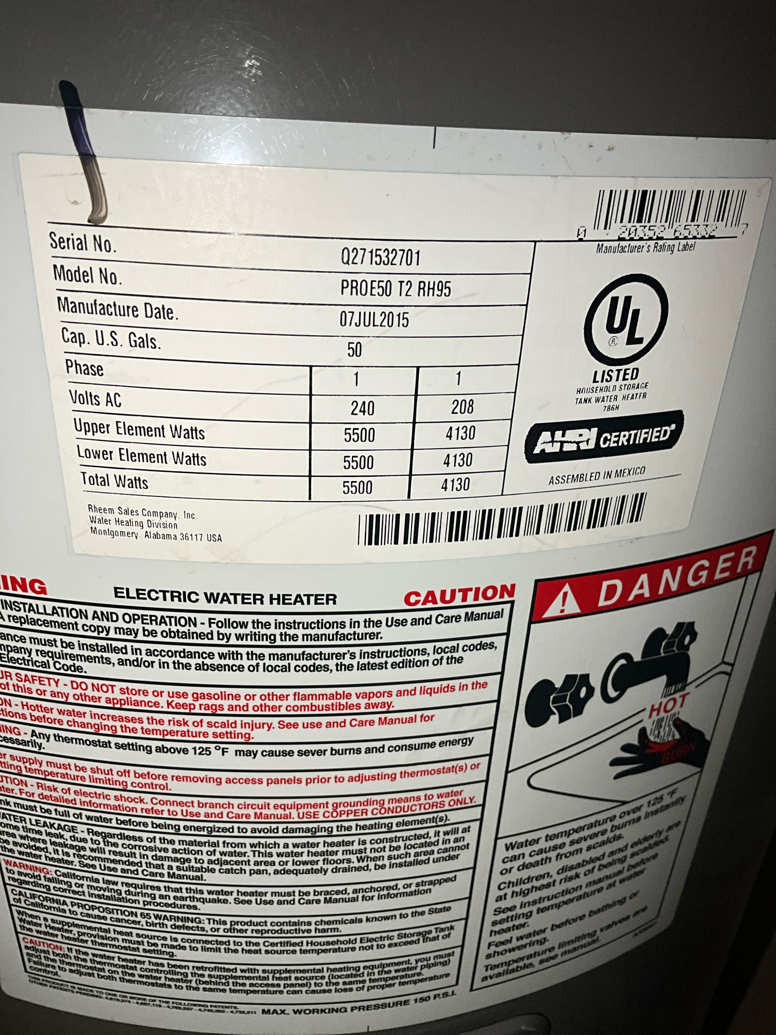 The tenant had an upstairs toilet that wouldn’t flush. Opened the lid and found it was an issue with an incorrectly sized chain for the flapper. Reduced the length so that the toilet flushes properly. Pressure is in a safe range and heater is at the correct age to recommend replacement. Left a quote for a new heater. Called customer and informed him of what was done and what was recommended for the heater. 