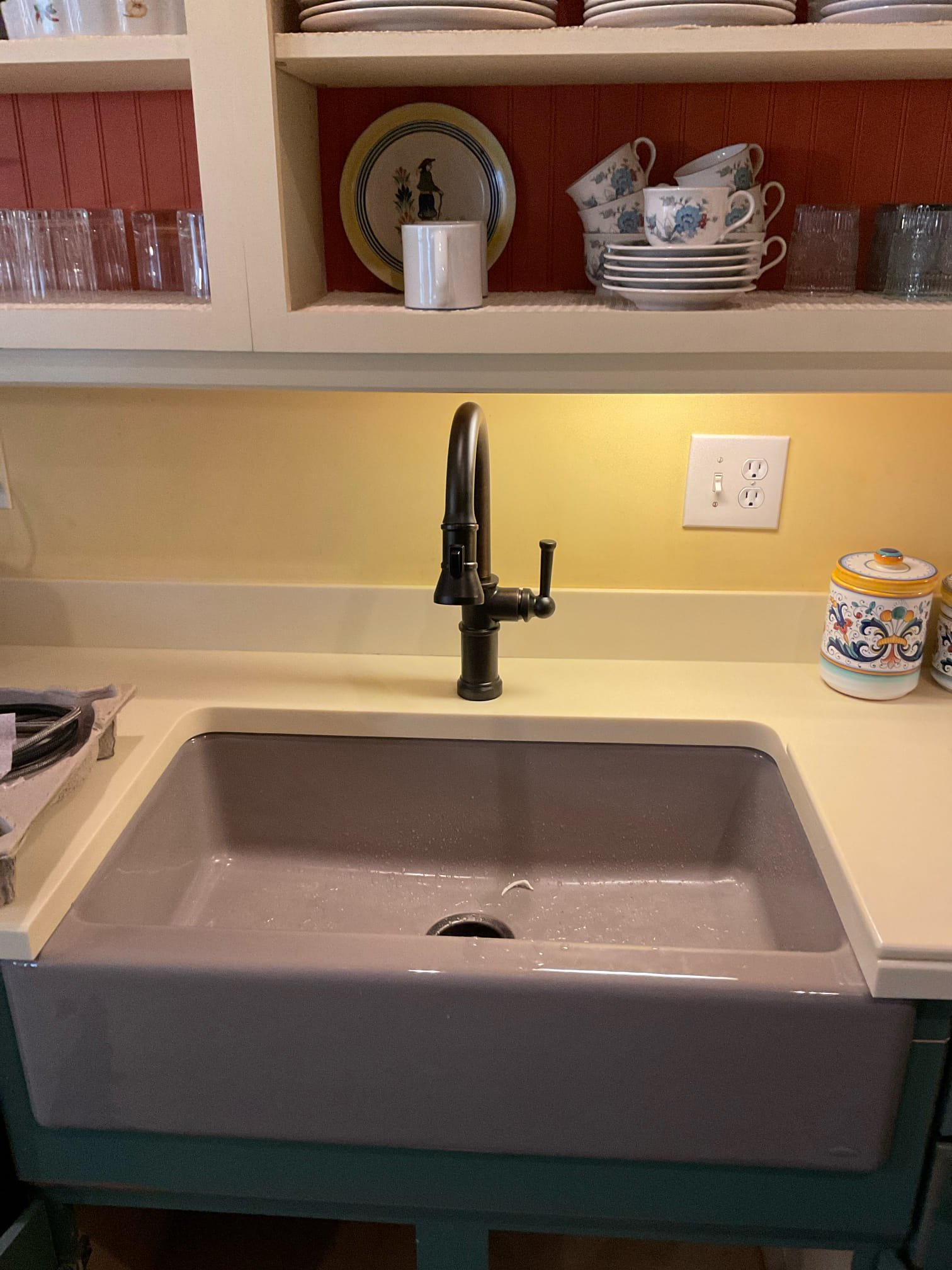 Was out Aug 28 2025 and quoted customer to install customer supplied kitchen faucet. Customer has approved estimate and bought faucet. Remove old kitchen faucet and installed customer provided faucet. Tested and no leaks present at this time.