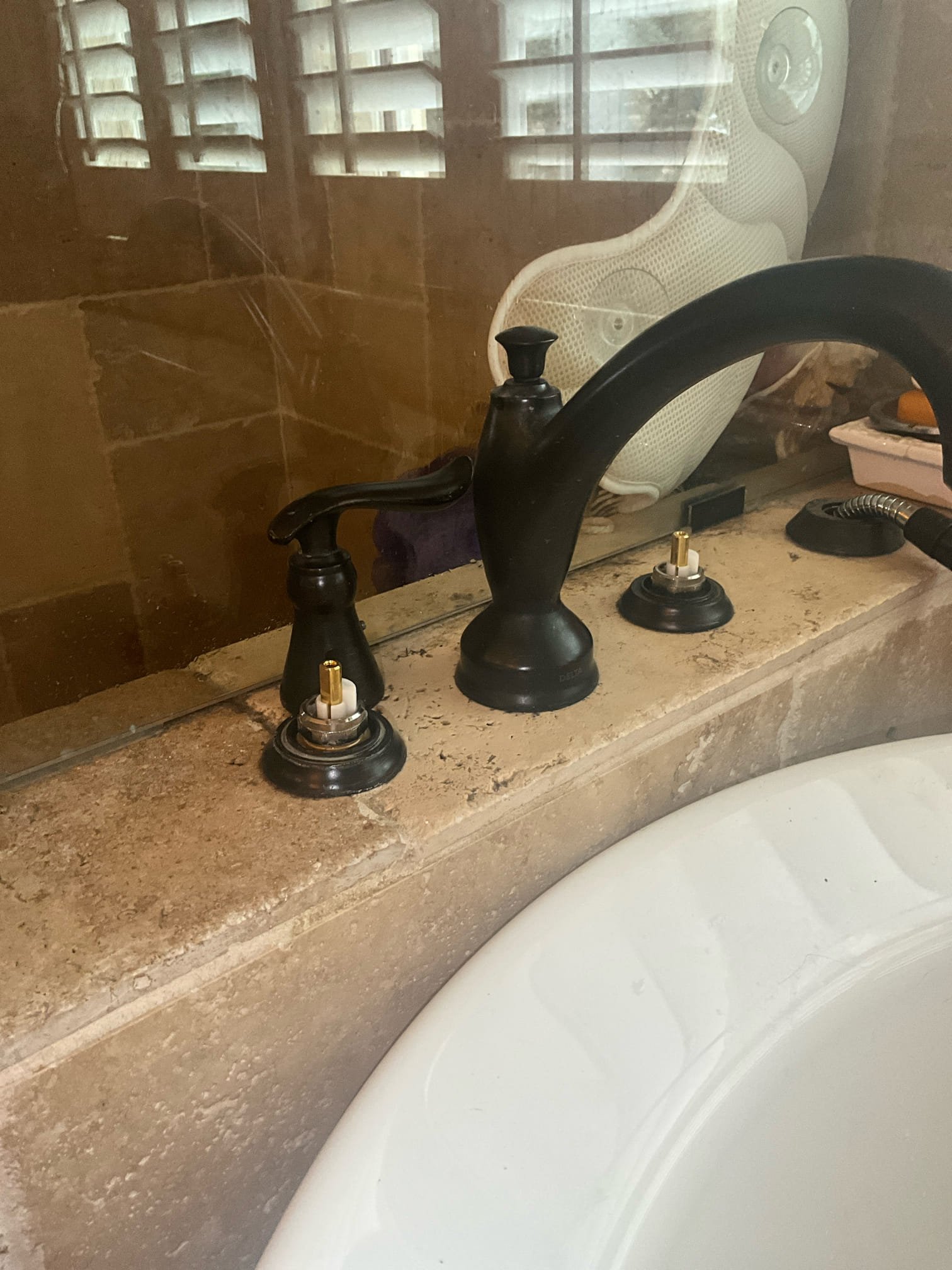 Customer had requested a Roman tub repair on a previous visit. Responding tech didn’t have the cartridges on the van and was unable to give same day service. Gave customer a price to furnish and install new Delta Cartridges for Roman tub hot and cold handle with new seats and springs if necessary. Tested all work after to ensure proper function and no leaks. Made customer aware that the handles barely catch brass on the cartridges and makes it hard to connect the handles. If the customer has any further issues with the handles coming off will give customer pricing to order delta cartridge extensions to let the handles seat better. 