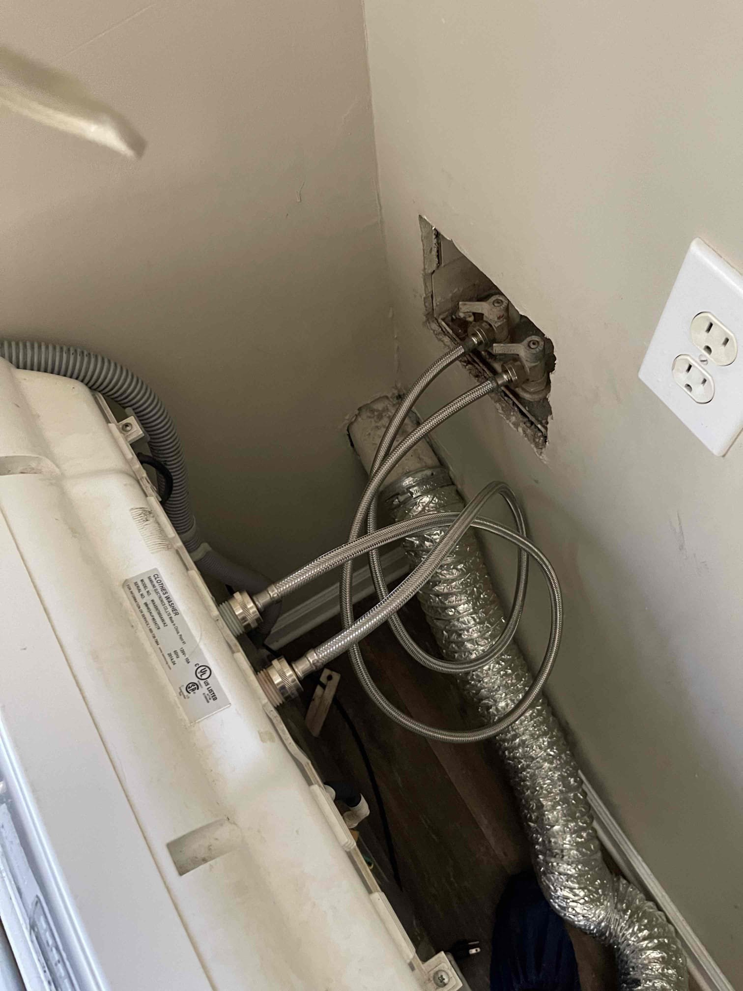 Came out for a smell in the bathroom and for rusty hoses on the washing machine. Found the smell in the bathroom was due to an open sewer vent pipe where an AAV had been previously installed. Looks like they couldn’t fit the new vanity in place because of the location of the AAV. I cut out the old fittings and moved the AAV into the cabinet. Replaced the washing machine hoses. No further issue at this time. Left quote for water heater as it is 15 years old. 