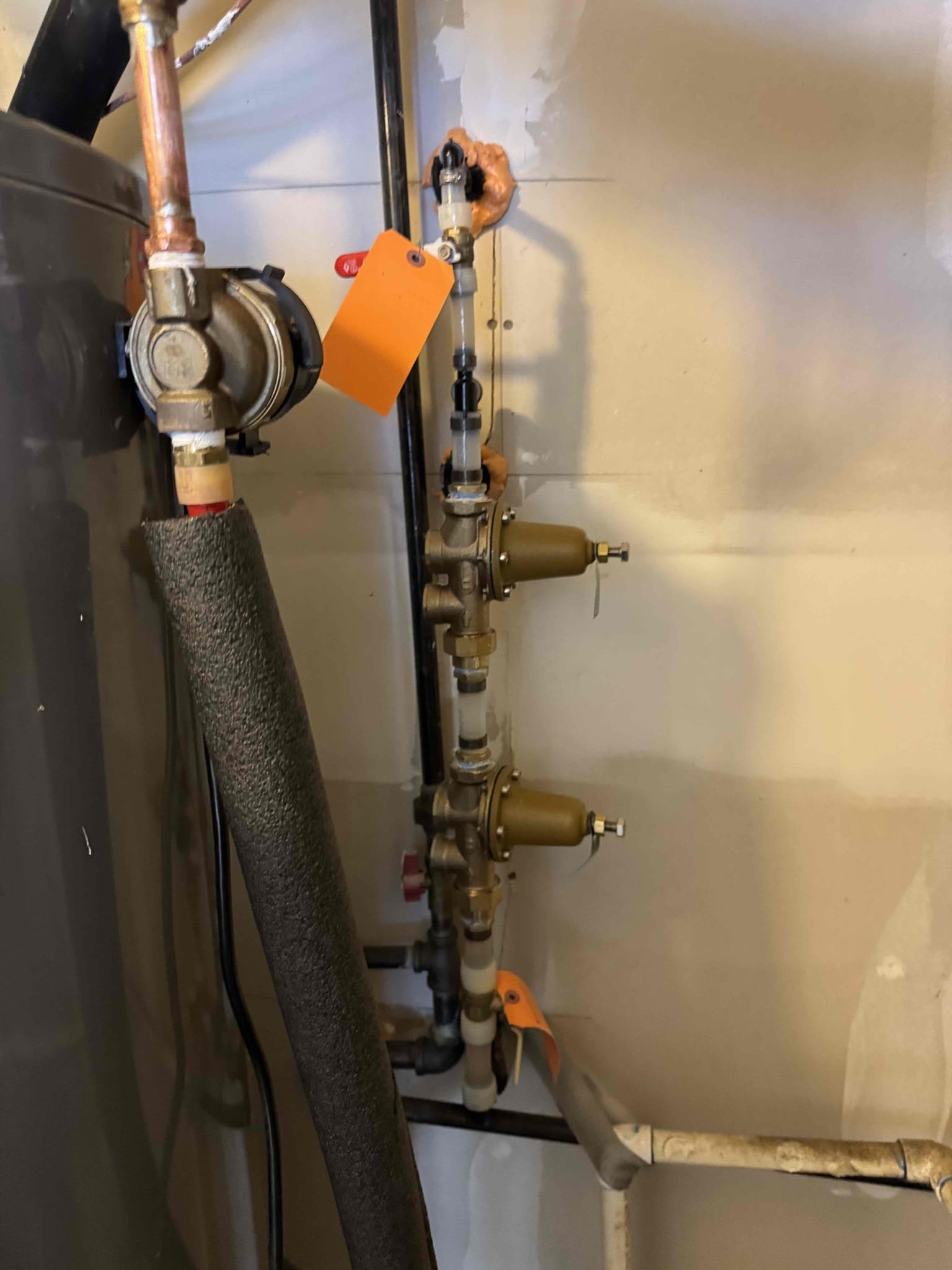 Furnish and install new Prv with a high pressure Prv. Also install new thermal expansion tank and tmp for water heater. Also install new tank shut off valve.

*given age of water heater, heater may leak due to having to drain it to make repairs*

Returned and shut water off to home. Remove old PRV and furnish and install installed new high-pressure and regular PRV. Also removed both thermal expansion tank and shut off valve for water heater and replaced with new thermal expanse tank and new shut off valve. Also reworked waterlines on top of heater and near PRV. Turn water back on and tested. No leaks were present at this time. Reason why customer was having higher water bill and gas bill was because TMP was leaking causing water heater to be using gas to heat water more than what it should be and also high water bill because water was constantly running. Cleaned up work area.
Set water pressure to about 65 psi
If water heater itself, starts to leak Chen plumbing will not be responsible