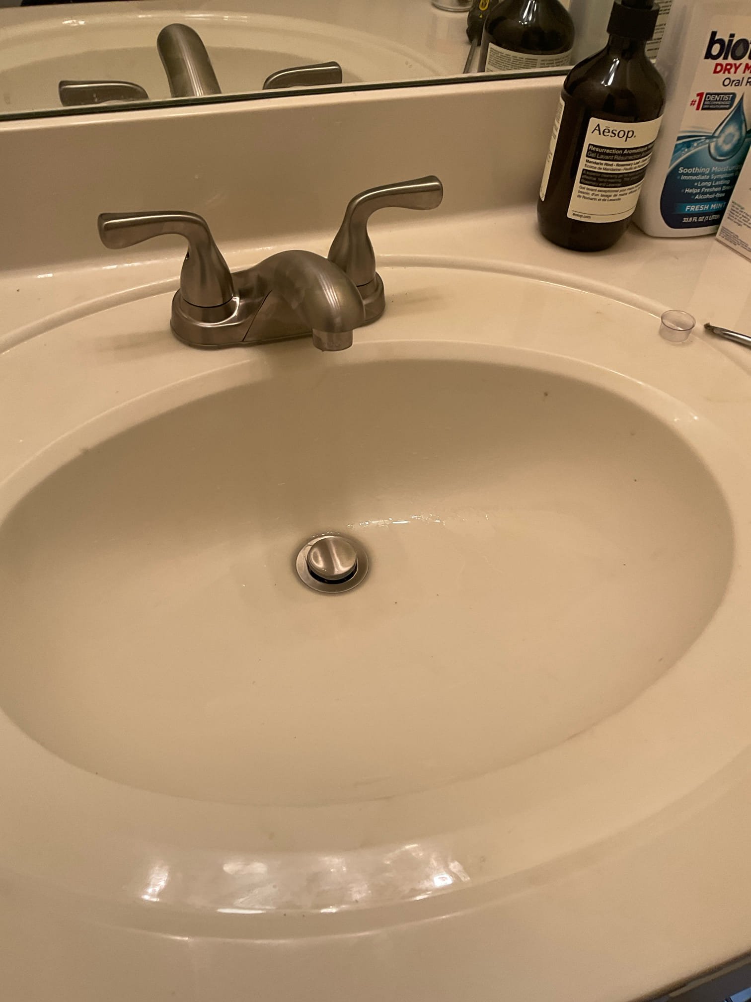 Today we cleared main line sewer blockage from clean out outside ,after camera inspection we found broken pvc pipe inside garage  , replaced a upstairs bathroom sink faucet with delta brush nickel sink faucet 