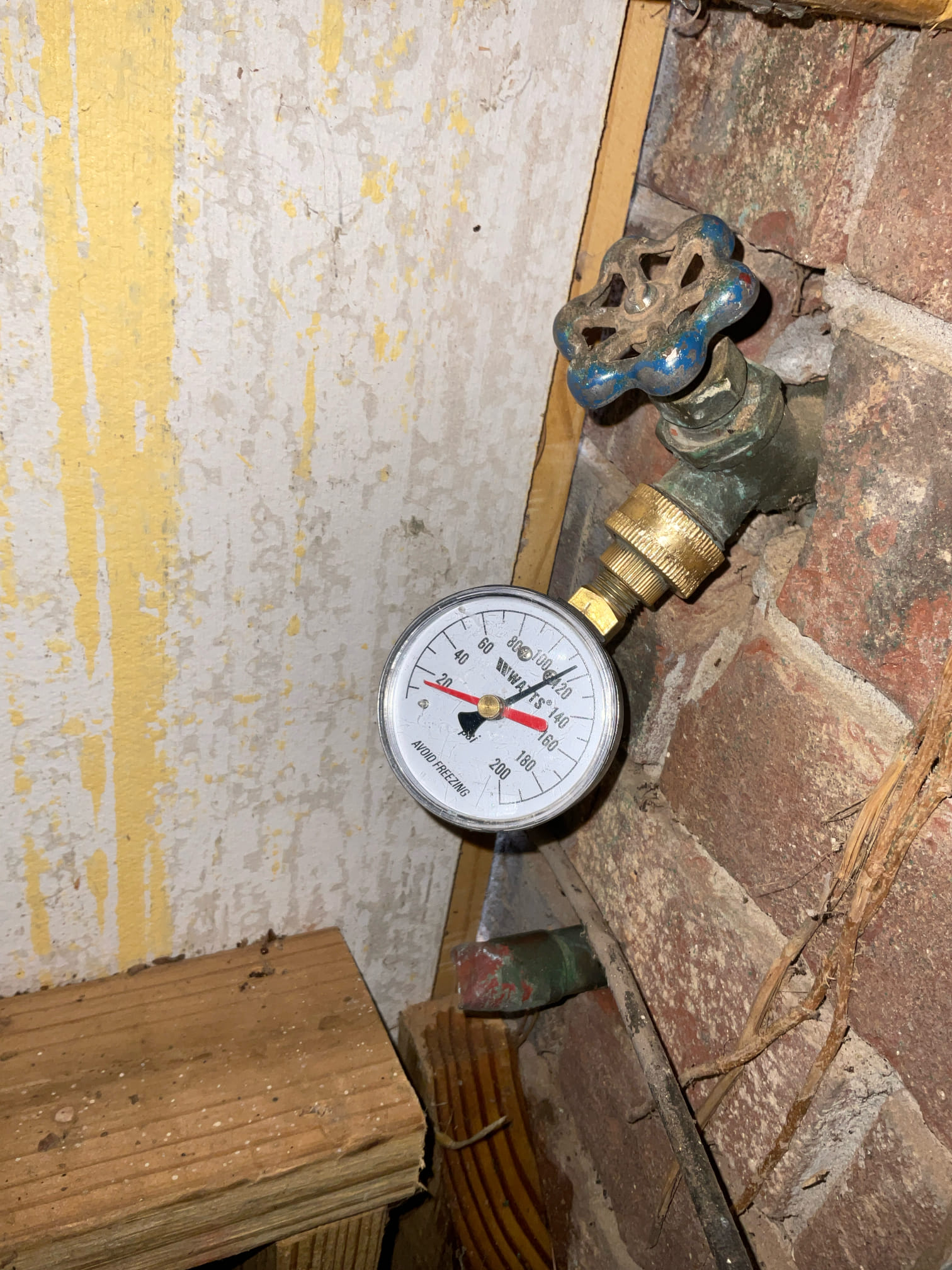 Customer stated that laboratory faucet up stairs was backing up and leak. Found that when we ran water in lavatory that water came out through kitchen cabinets. Do to location of leak and access recommend reliable restoration to come and remove cabinets first before any plumbing work is done. Also tested pressure to home and pressure was about 115 psi. Gave customer options on repairing pressure issue at this time. Customer didn’t want to proceed with repairs.