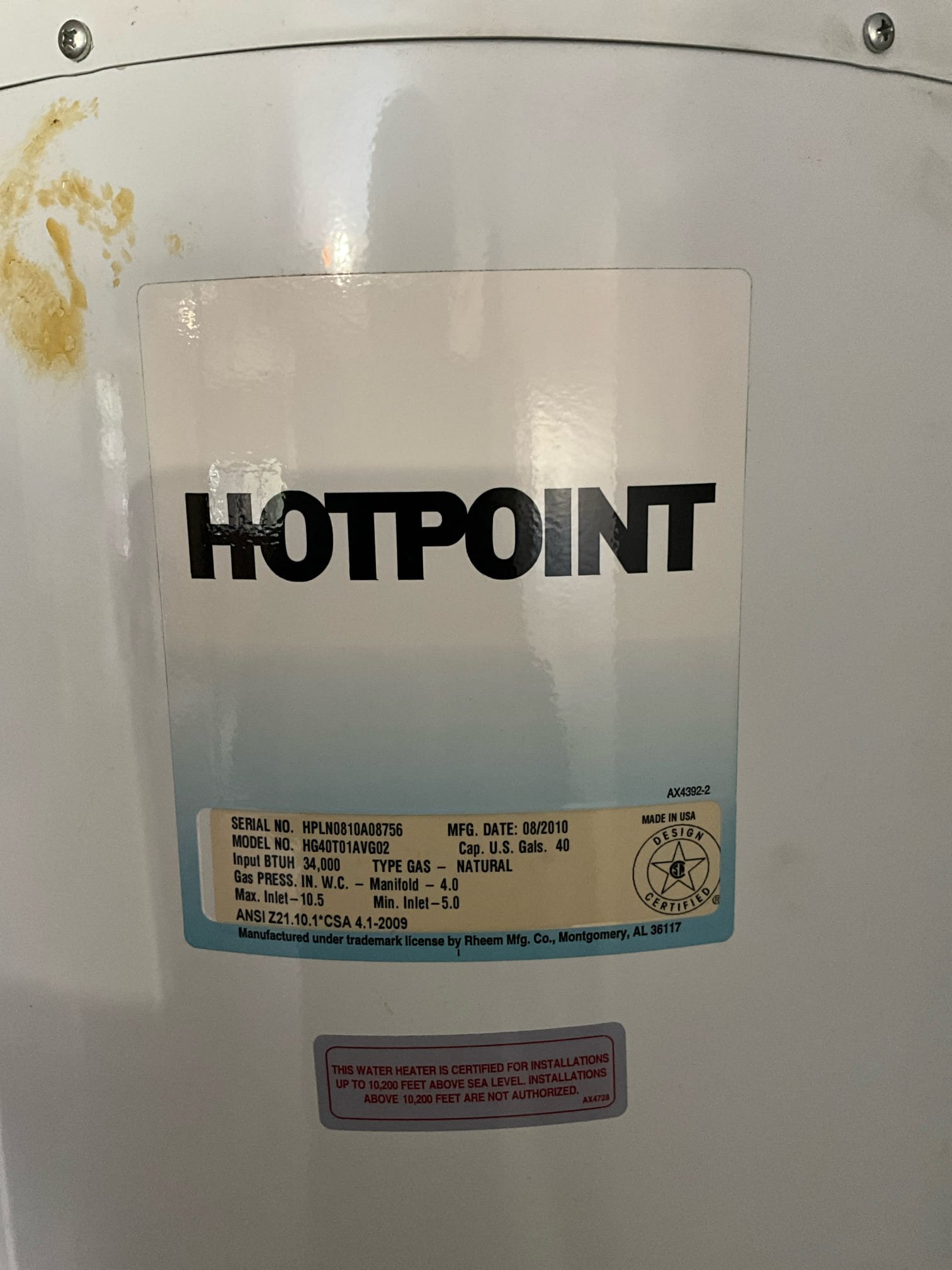 Customer had leaking water heater in the garage of the home. Heater is from 2010 and is past retirement age in addition to the leaking. Checked house pressure at 85 psi. This is too high to be considered a safe install for a new heater. Left price for a new heater, prv, and expansion tank.