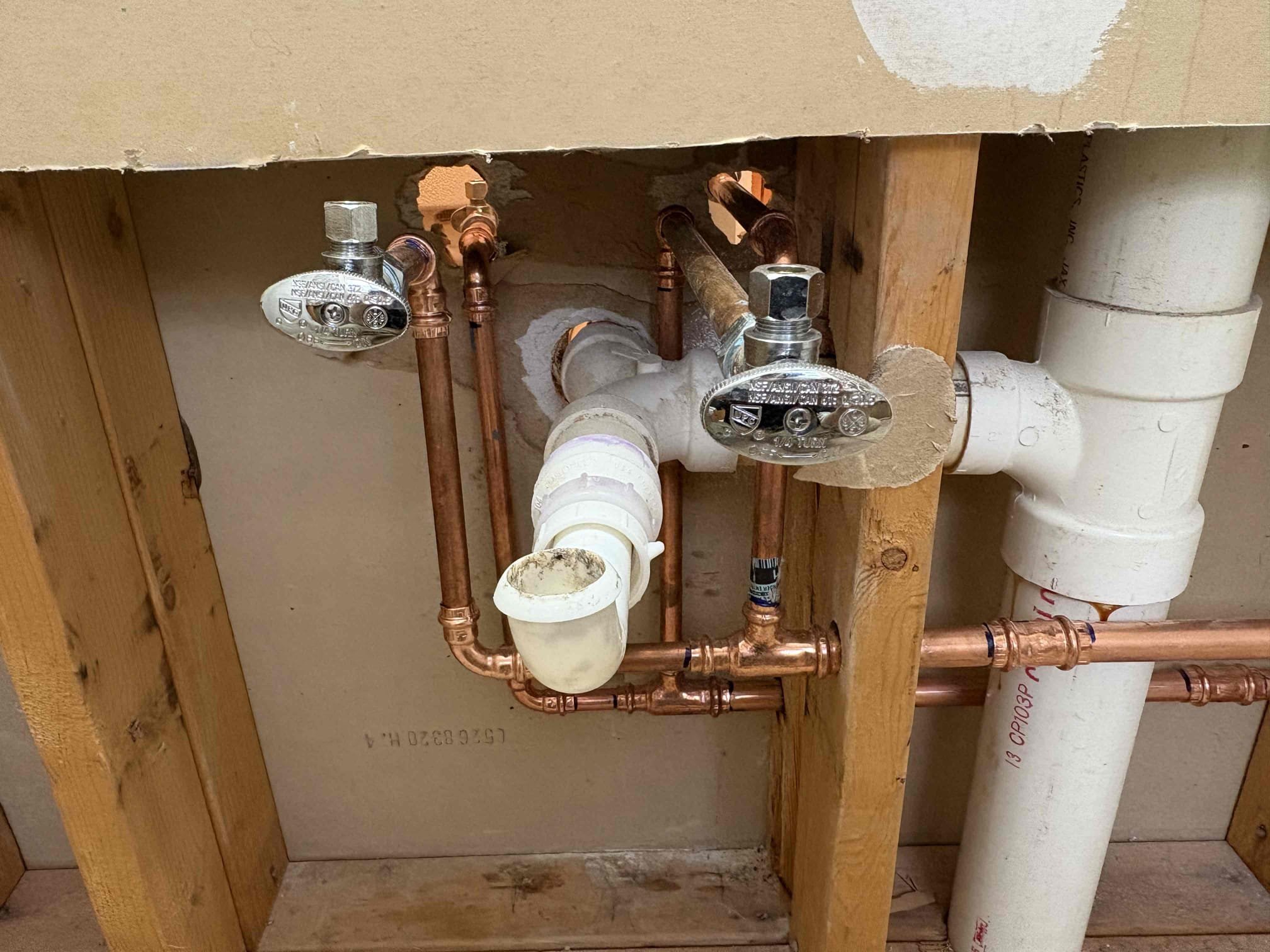 Returned to finish the job(s) from last week. Shower valves, 2 bathroom copper repipe, and basement toilet flange replacement, with installing customer supplied toilet. 
