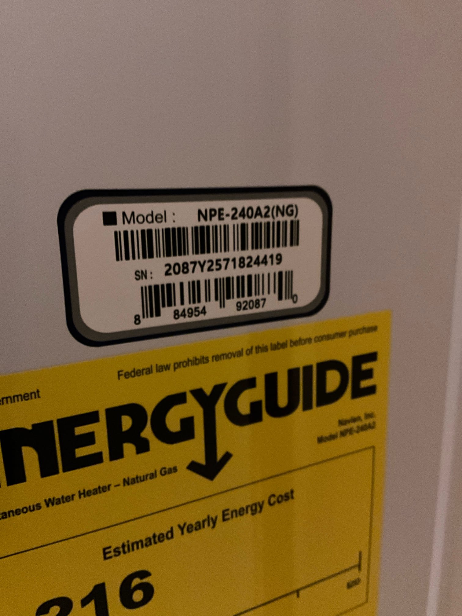 Call for water heater estimate.

Arrived spoke with Adam and Emily. They are concerned with the age of the water heater, and while discussing this they also expressed frustration with how often they run out of hot water. We discussed the benefits of a tankless model water heater, and have decided to replace the existing unit with a Navien Tankless.

Removed old atmospheric draft water heater and installed new Navien tankless water heater. During this process we also removed some copper gas line and replaced with new gas line, as well as replacing a gas shut off valve. We additionally found a leaking valve body on the copper waterline that was previously obstructed by the old water heater. We replaced this section of pipe as a courtesy while installing the new water heater. 

New water heater installed without issue, and is fully functional. 

