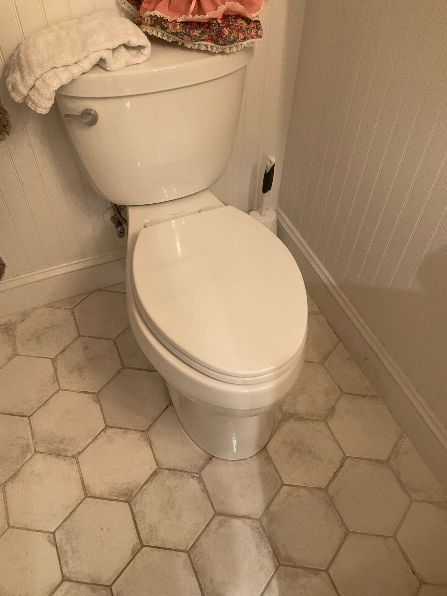 Checked problem with smell in basement, we found a leaking toilet after flush m , pull and reset , found flange was 1 1/2 inches below the floor , made repair with new flange , new wax and supply line installed as well 