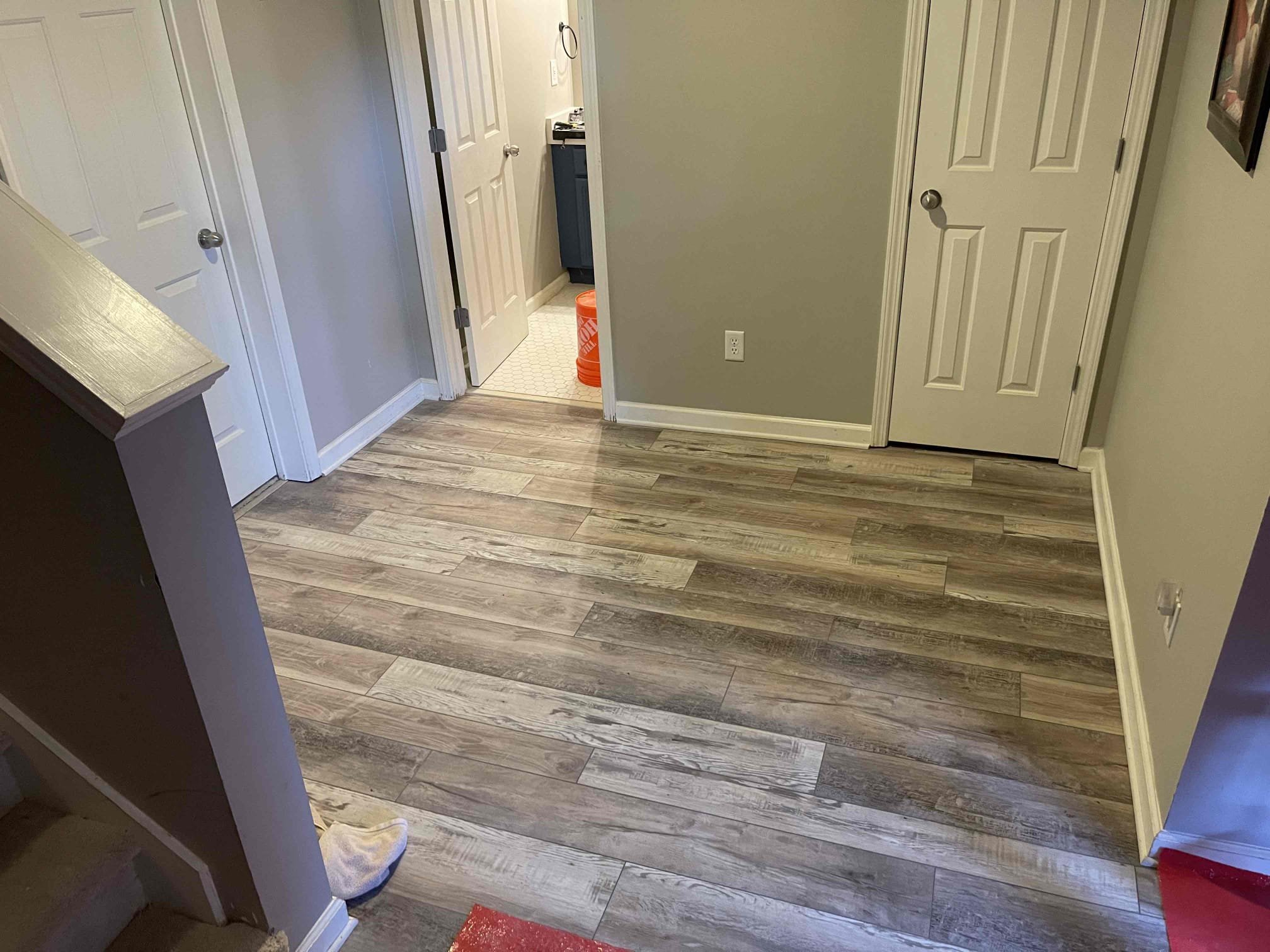 Came out to address issues with downstairs bathroom that were unrelated to the issue we fixed on our initial visit. Customer had another company out prior to any of the work we did. That company told customer there was a belly in the line and they were going to reroute the bathroom. They abandoned line and rerouted line roughly 20’ over to a stack that came down under the slab under the stairs. They installed this line going up hill the entire way. I left quote last time to address this issue of the downstairs bathroom backed up again. Line did eventually back up after a few months. Customer decided to properly address the issue. I had camera’d the abandoned line previously and knew that it was still in good shape. We jackhammered the slab in the bathroom, concrete was between 10-12” thick. Exposed the piping under the slab. Ran water in the tub and found it was pouring out of the pipe under the section of slab where the tub was sitting. Knew the p-trap must be broken. Notified homeown