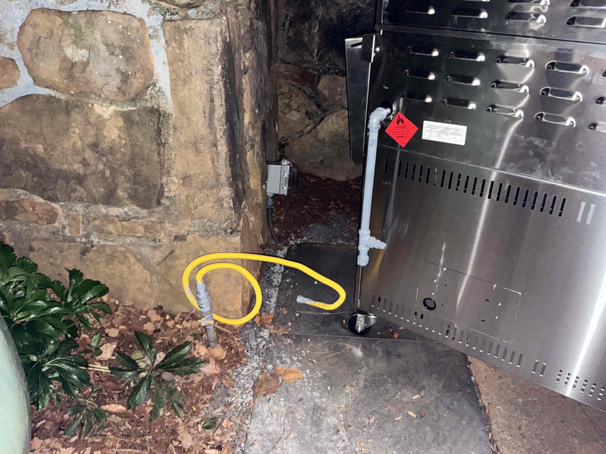 Came out today to complete the final portion of the initial work we looked at. In powder room just inside the front door, we installed the new customer supplied delta widespread lavatory faucet on the new vanity. Also reconnected the drain to the new push pop up assembly with new tubular piping and a fernco to adapt to ABS in the wall. We also replaced the hot and cold shutoffs for that faucet with new compression stops. We previously replaced the toilet stop in that bathroom, which we were doing included with this work today at no extra charge. Connected the supply lines and tested for leaks. Faucet is sturdy and there are no leaks. 

We also hooked up clients outdoor nat gas grill with proper flex line and sediment trap per code, and spread painted gray to prevent rust. The included regulator with the grill crumbled into pieces on the end when we tried to tighten it. Client will order new regulator and we will come back to install for $100 at that time. 

Charged card on file. 