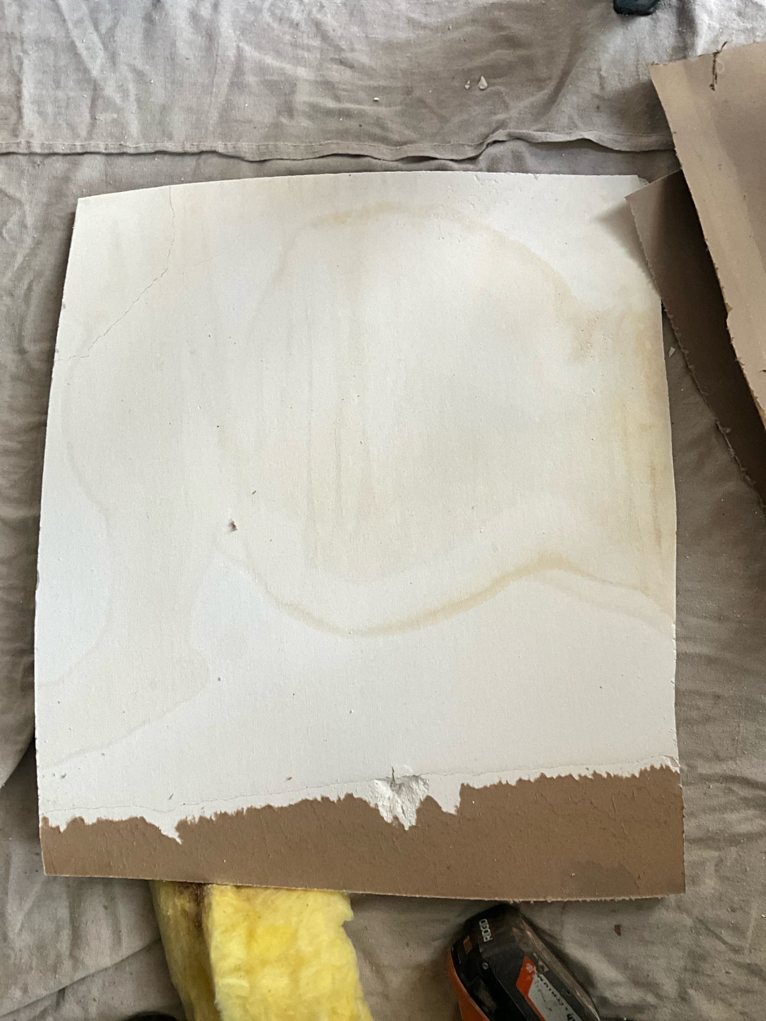 Customer had a stain in the ceiling in the living room. Customer noted the stain after the shower was used for an extended period of time. Inspected the bathroom topically and noted trim that needs to be caulked for the shower. Informed customer the only way to know for sure is to cut the drywall. Cut the drywall and found the affected area is directly below the lavatory faucet drain above. Ran water extensively, flushed toilet, and ran the shower and was unable to recreate any leaks. Was unable to find any concrete evidence of additional water damage in the ceiling. Put plastic over the cut in the event that water shows back up so that we can perform further diagnosis (if water shows up in the plastic we will not charge additional diagnostic if the water is in the area of the affected cut). Also left customer a quote for a new water heater (heater is 25 years old) per customer request. Replaced prv and set house pressure to 61 psi due to previous high pressure (125 psi). Tested all wo