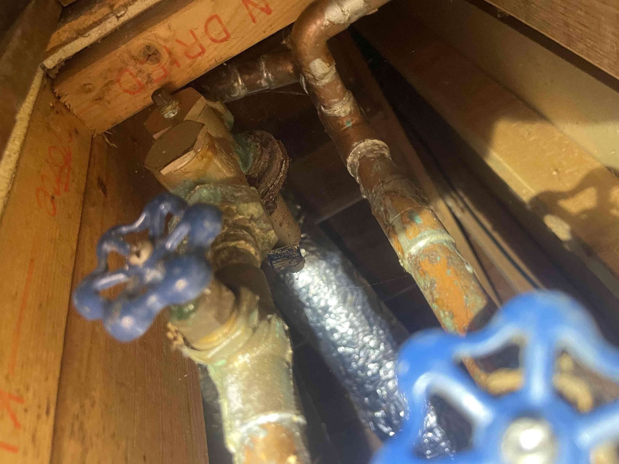 Came out for a dripping hose bib. Tested water pressure and found it was around 100 psi. Received approval to replace hose bib and PRV. Water heater is from 2002. Strongly recommended homeowner replace the water heater. Did not replace expansion tank at this time as it’s included in replacing the water heater. Replaced the PRV and front hose bib. Had to cut wall and install access panel for the hose bib. No further issue at this time. Customer wants to get other quotes for water heater before he makes a decision on that. 