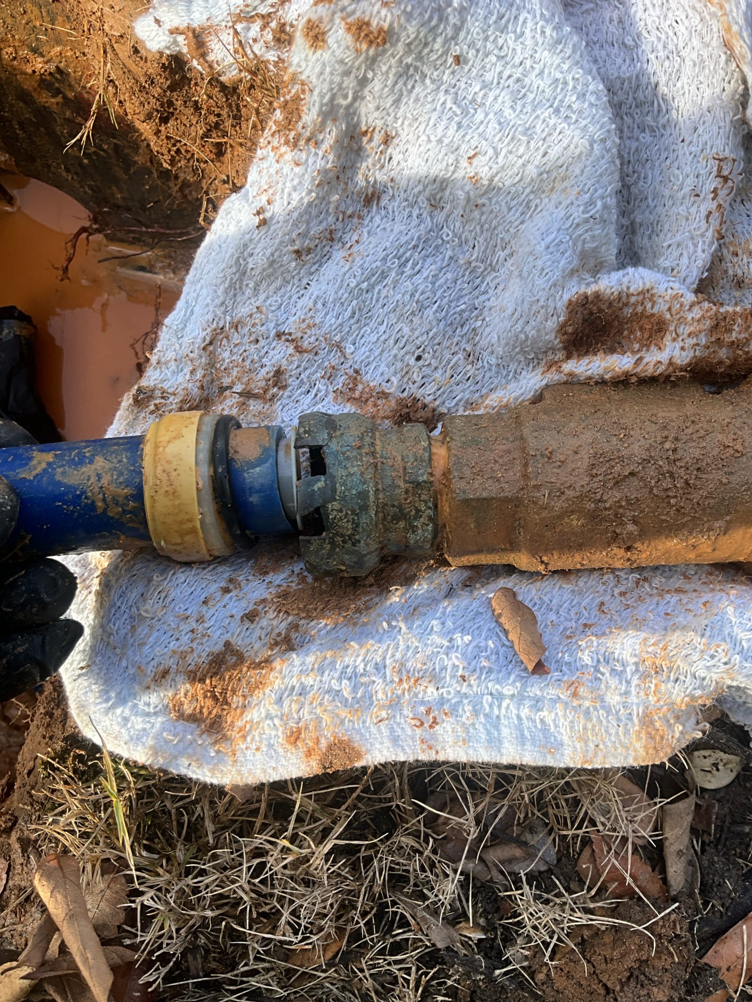 Call for leak after water meter.

Arrived and found water flooding from meter box. Dug down and replaced broken fitting and section of pipe. Turned water on and verified no additional leaks showing at the meter.

Due to large amount of water loss, I recommend contacting the water service provider for a bill adjustment.