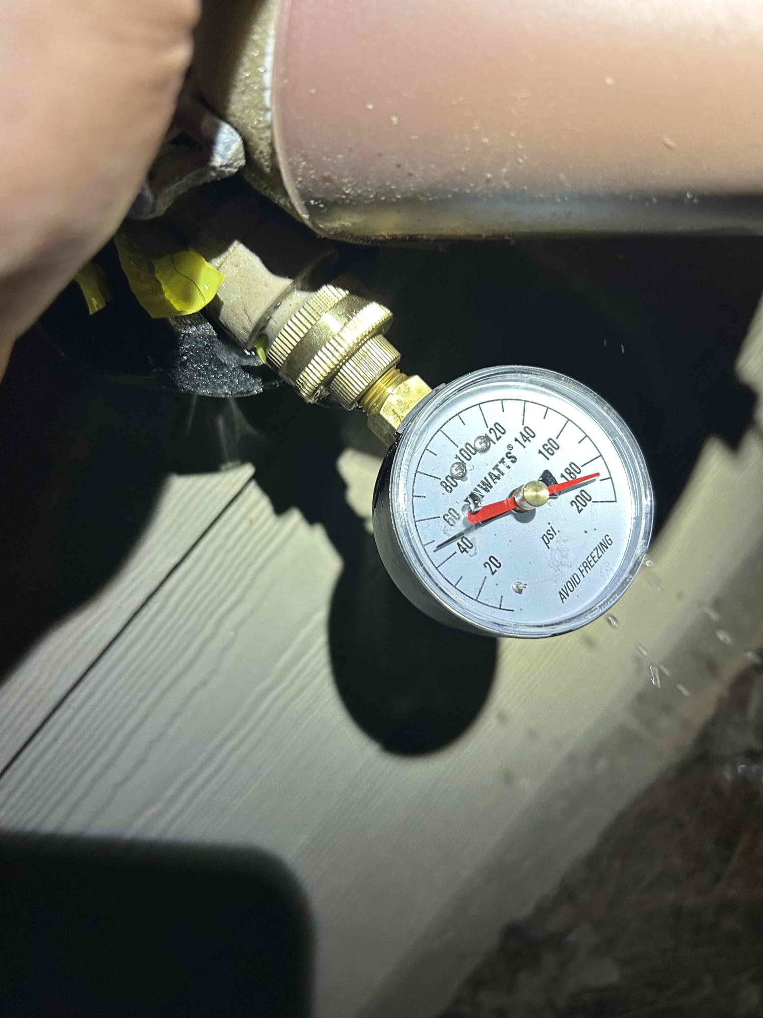 For this customer they have a wet spot on the ceiling of the garage, the customer had an access panel for their whirlpool tub in the master bathroom where the toilet is at. The spot in the ceiling needs to be cleaned and sanitized, I looked for this concealed leak by opening up the access panel to discover the leak, I filled up the tub about 6 in below the waste and overflow, in addition to that I waited to see if I saw anything in the mean time. While I was waiting the leak was coming out of the one of the jet ports and it is a very small leak however it was leaking down in to the garage below. At this time there is no work to be done due to that fact that we do not work on jetted tubs and or regular bathtubs. The water pressure is at 50 psi, the water heater is located in the basement, the dog was in the basement and so therefore I didn’t take a look at it. At this time no work will be performed. 