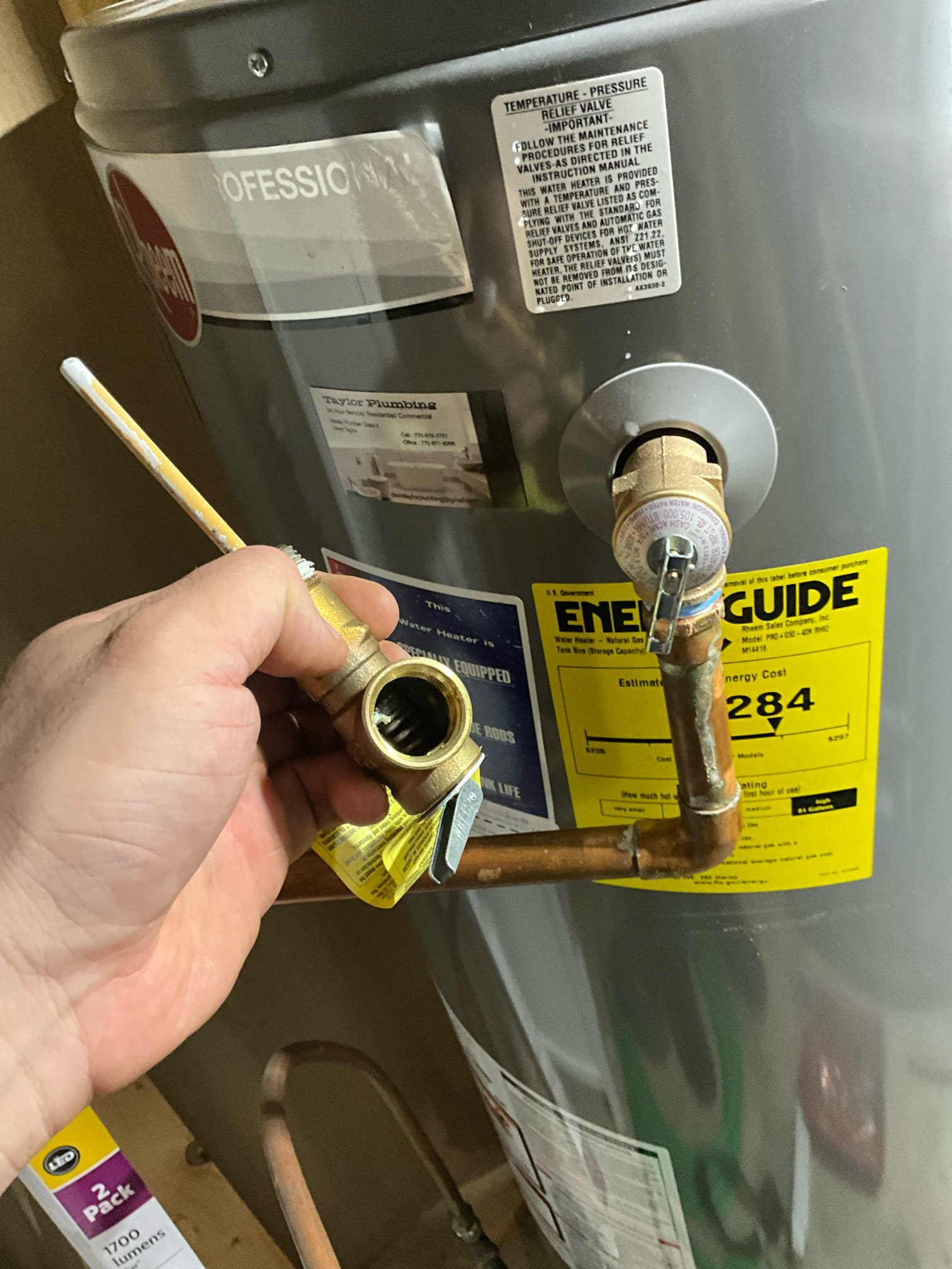 Call for pressure issues with water system.

Arrive and met with Jordan. He states that they have noticed some inconsistent water pressure for several weeks. Mrs. Glover also mentioned that one of the showers emits an audible noise (consistent with water hammer) and that they have replaced some toilet fill valves. Jordan mentioned that the temperature and pressure relief line is constantly running. 

When checking pressure I found it to be 148psi @ ~10am on a weekday. Water tested at water heater. Thermal expansion tank bladder has ruptured, leaving tank full of water. T&P line is constantly running. The water heater also does not have a drip pan under it, thermal expansion is supported only by pipe which has sharkbite connections close. 

Replaced pressure regulating valve and main shut off valve. I also moved the prv and shut off to be more accessible, and to protect the front hose spigot with the prv as it was previously before the prv, and Jordan uses this hose spigot for lawn work