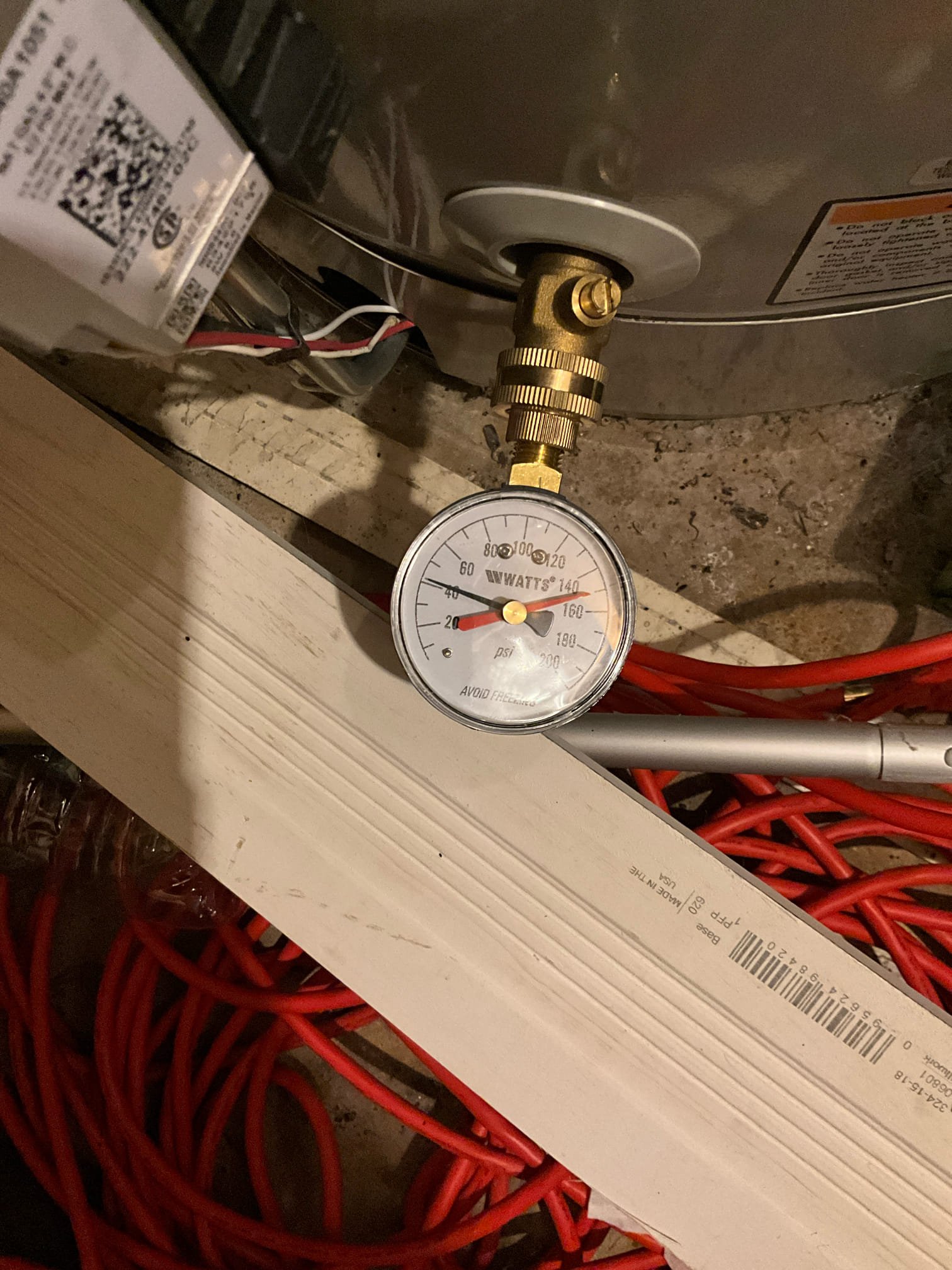 Call for toilet and tub backup.

Arrived and met with Kristian. He states that the toilet and tub have been backed up, and sewage has leaked through garage ceiling. Sewage also came from under toilet on to the bathroom floor.

While inspecting I ran water for approximately ten minutes (218-230pm) in the bathroom and was unable to replicate blockage. Blockage seems to have been on line serving upstairs bathroom and kitchen only, and downstairs bathroom has no signs of backup or leaks. Clean out outside shows no signs of overflowing, but is missing a cap. I believe this was a local soft tissue or grease blockage, and will provide an estimate to camera the sewer line. When inspecting sewer system I also discovered the pressure regulating valve has been dripping from corrosion on the incoming side. Pressure reads at 40psi at  255pm.

Replaced dripping pressure regulating valve. Installed new thermal expansion tank and mounting bracket.

Pressurized system and checked for leaks.

Restoratio