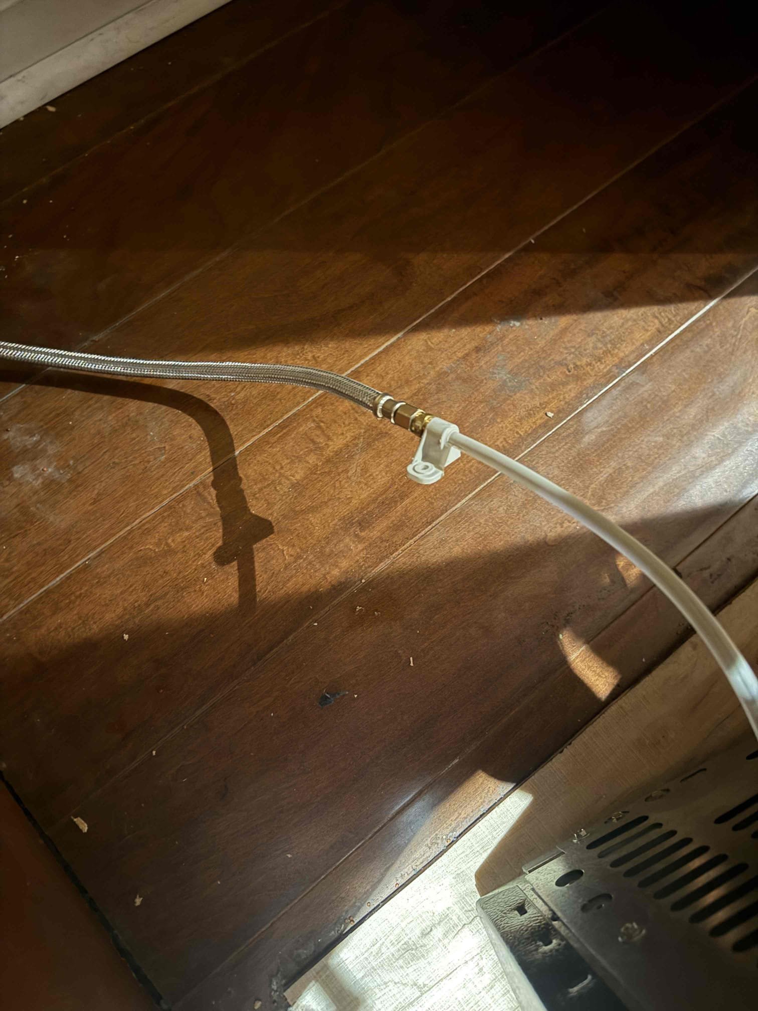 Saddle valve leaking upon arrival. Customer stated they went to get a new fridge installed and the person installing it informed them they would need a new stainless supply line as well as a new stop. Informed customer in order to replace the saddle valve but valves on the cold side would need to be replaced. Gave customer estimate, customer approved estimate. Replaced both valves and ran new supply line to fridge. Hooked up supply lines and tested for leaks. Fridge is getting water and no leaks upon departure 