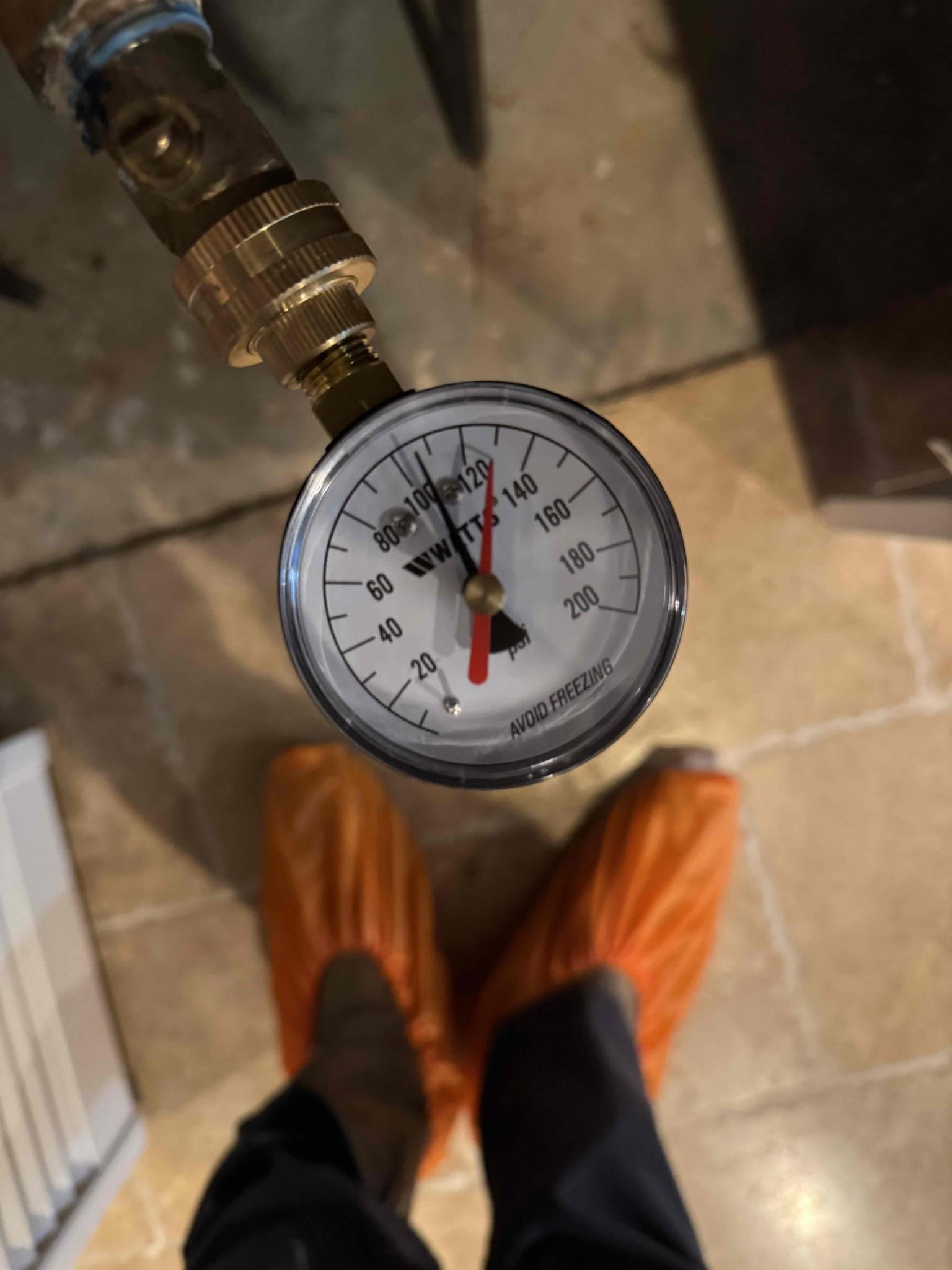 Remove existing toilet and haul away. Furnish and install American standard toilet. Also install new Prv.

Furnish installed new PRV and also furnish installed new toilet in basement. Tested PRV and no leaks were present at this time. Set water pressure to about 60 to 65 psi. Also tested a toilet by flushing multiple times. No leaks were present at this time. Caulked around base of toilet. Cleaned up work area.